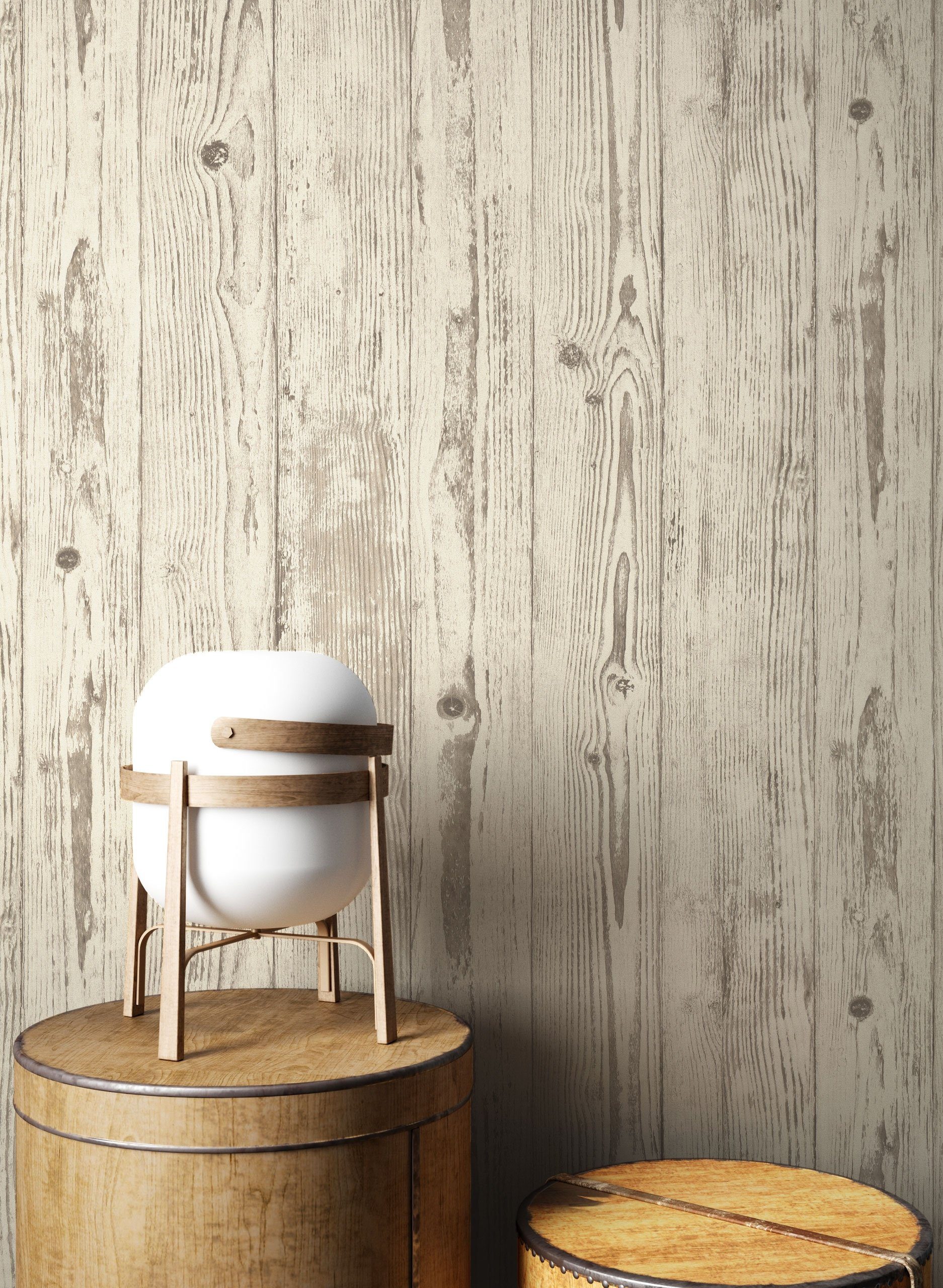 Newroom Vliestapete, Beige Tapete Modern Holz günstig online kaufen