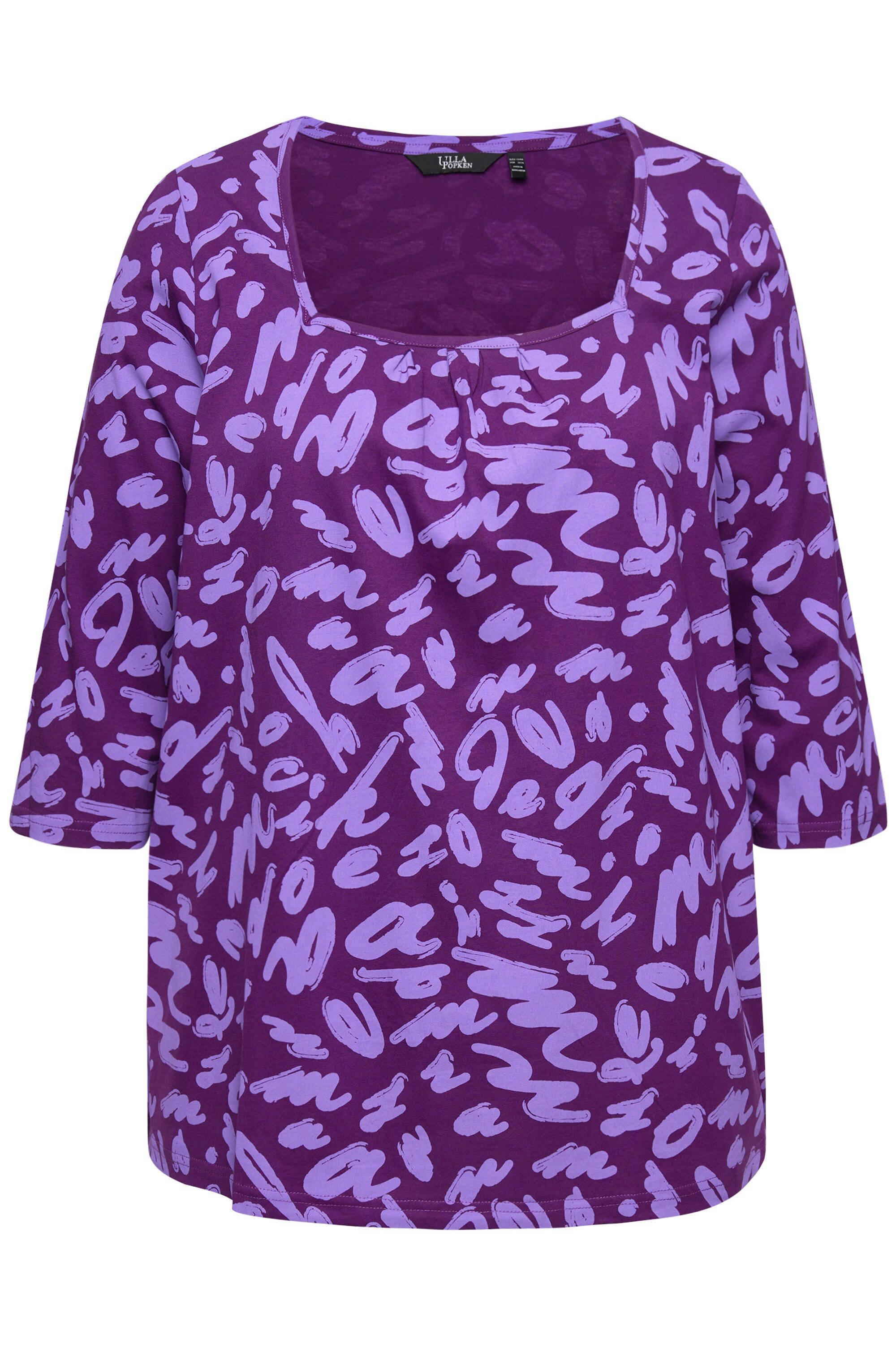 Ulla Popken T-Shirt Shirt A-Linie Zierfalten Carree-Ausschnitt 3/4-Arm günstig online kaufen