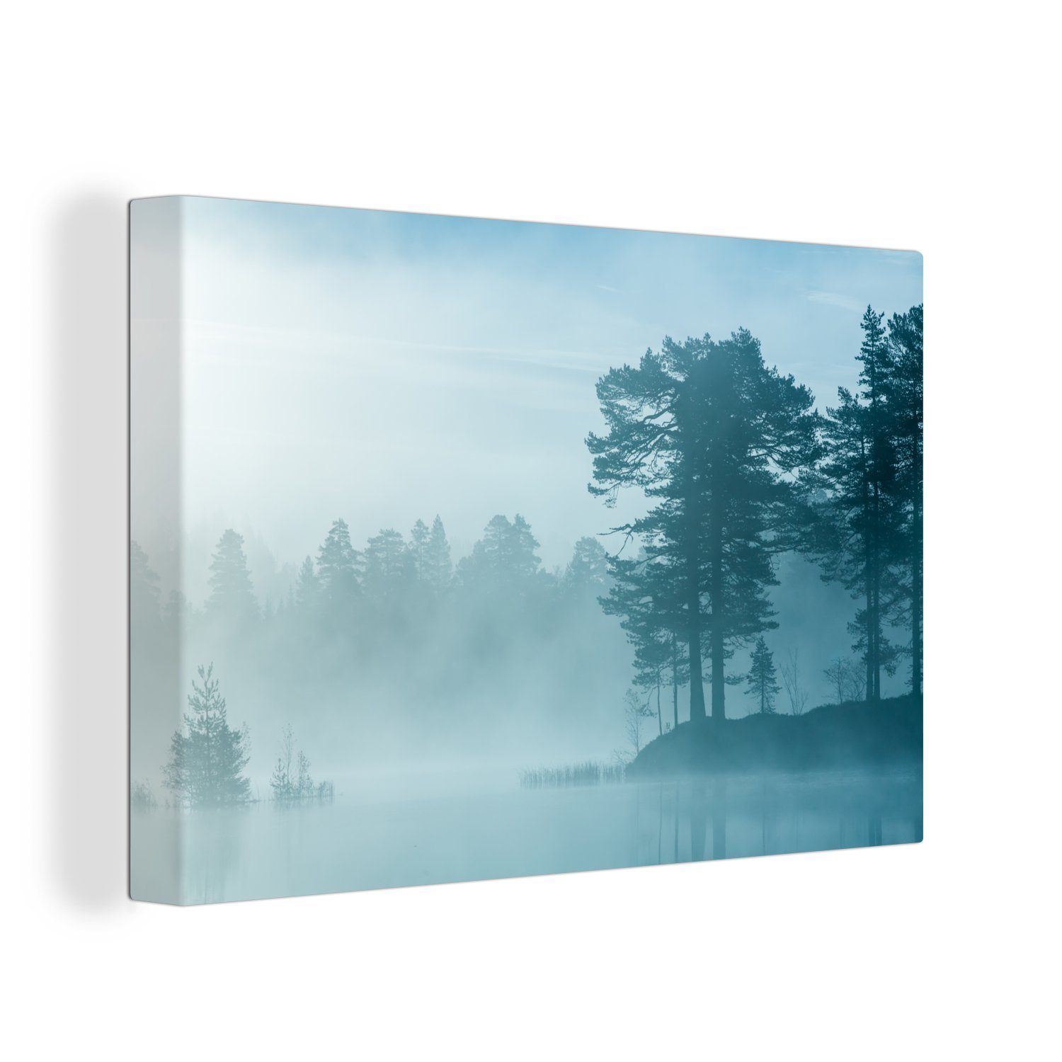 St), Aufhängefertig, Leinwandbilder, (1 - 30x20 Nebel, OneMillionCanvasses® - Wanddeko, Wandbild Leinwandbild cm Licht Wald