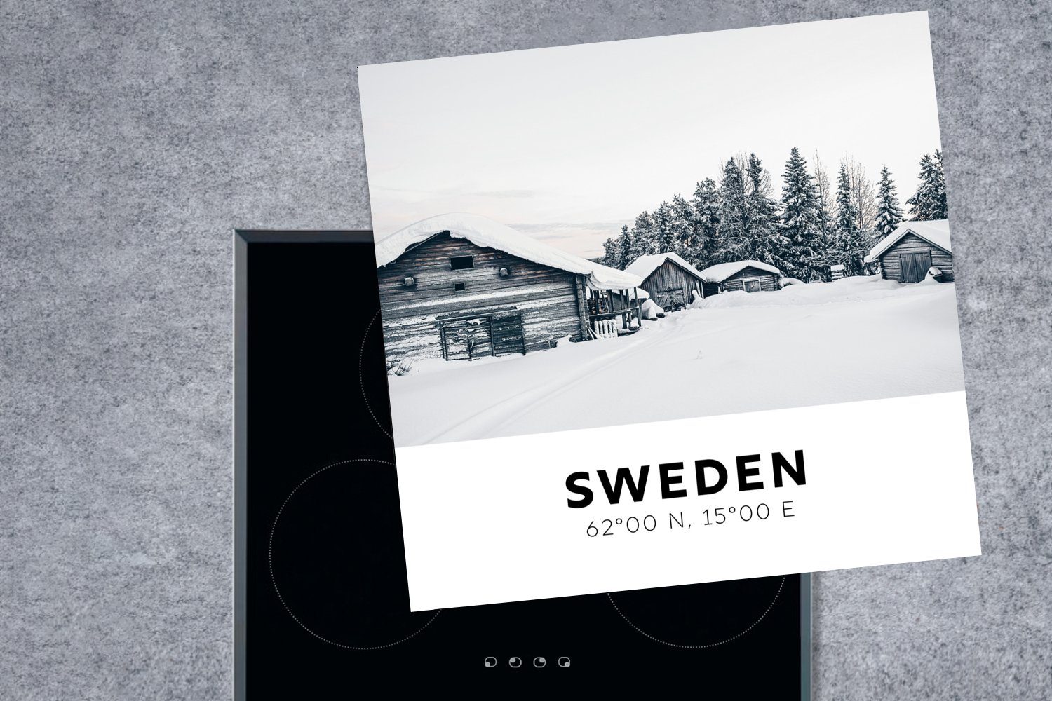 Arbeitsplatte tlg), Ceranfeldabdeckung, Skandinavien Schweden Herdblende-/Abdeckplatte für küche - - - (1 cm, Vinyl, Schnee MuchoWow 78x78 Winter,
