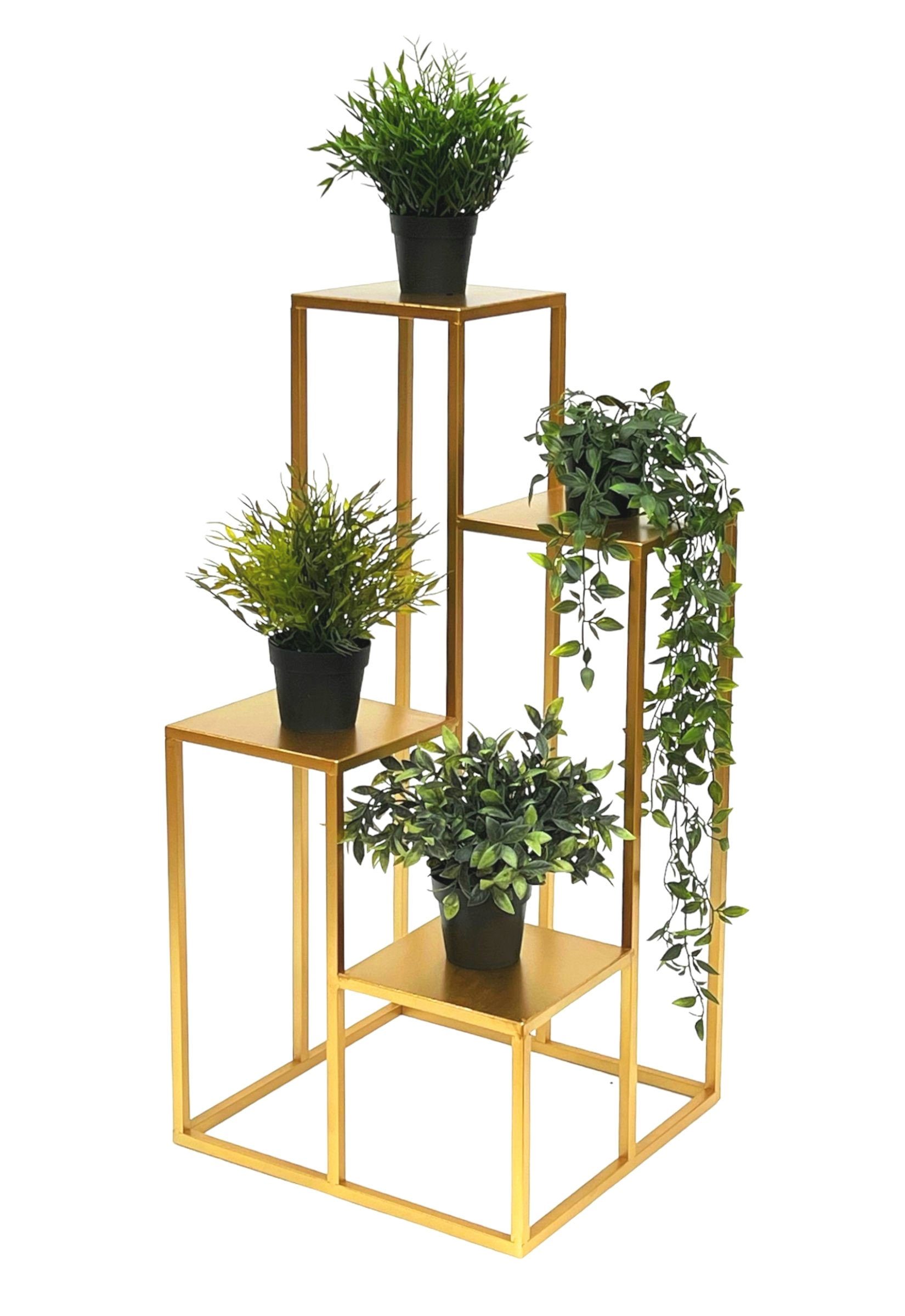 DanDiBo Blumenhocker Blumentreppe Metall Gold 82 cm Pflanzentreppe Blumenständer Modern