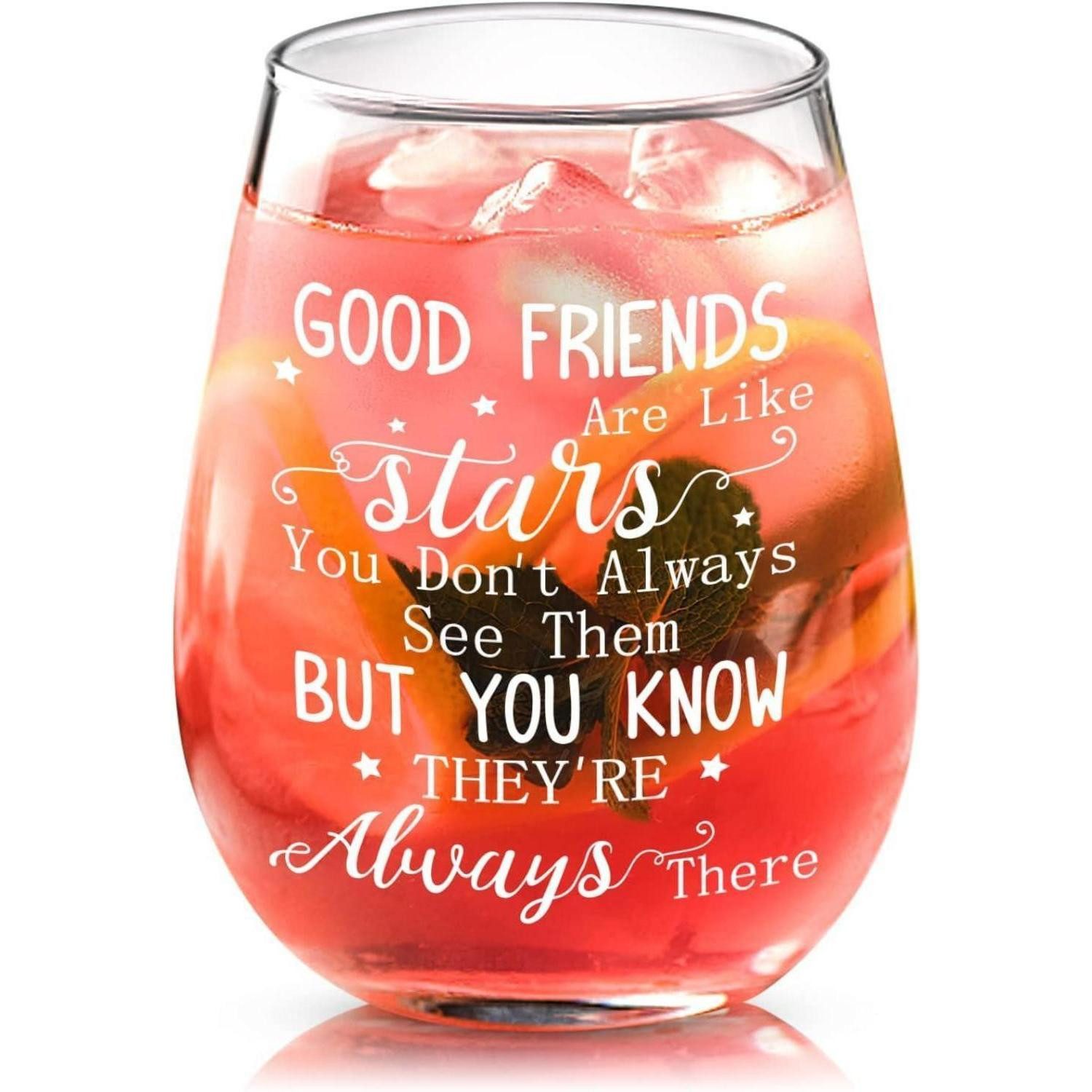 LuxusKollektion Weinglas Weinglas Geschenk Freundin 520ml Good Friends Are Like Stars, Glas
