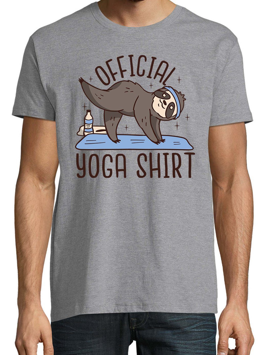 Youth Designz T-Shirt Official Grau Shirt mit Yoga Herren lustigem Faultier Frontprint