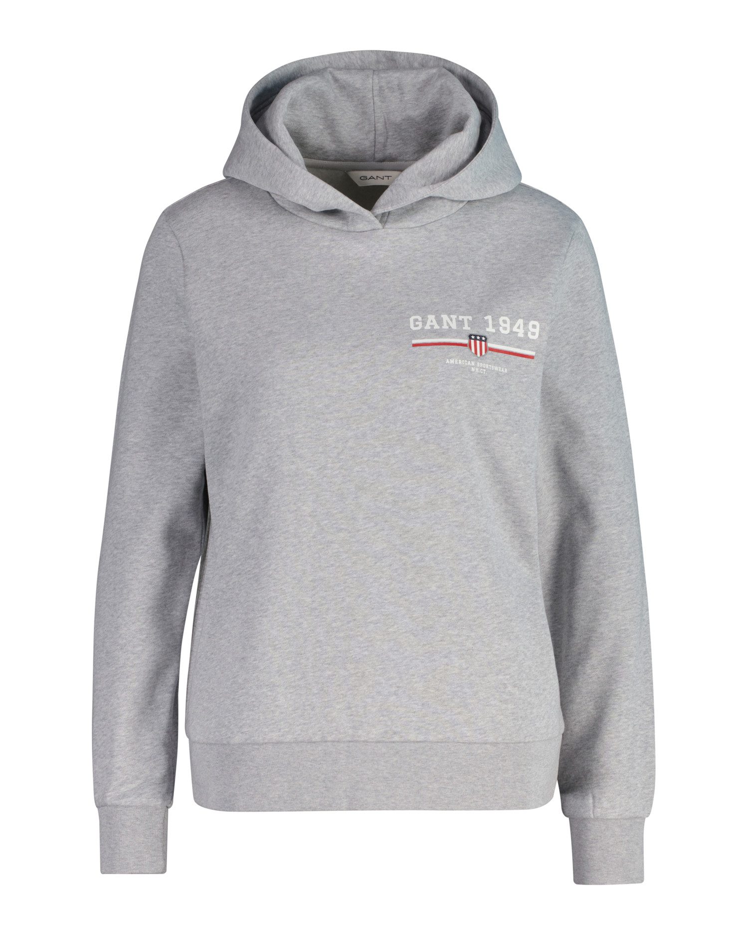 Gant Hoodie REG GRAPHIC HOODIE gerippte Abschlüsse, Kapuze ohne Kordel