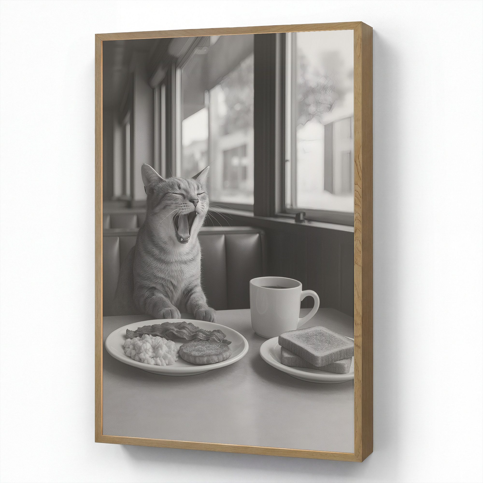 OnlyWow Wandleuchte Lightbox Katze - Kaffee - Brot - Schwarz, Dimmbar, Farbwechsel, LED, Warmweiß, Kaltweiß, Neutralweiß Einstellbar, Wandlampe Innen, Dimmbar, Aufladbarer USB Akku, LED, Beleuchtung