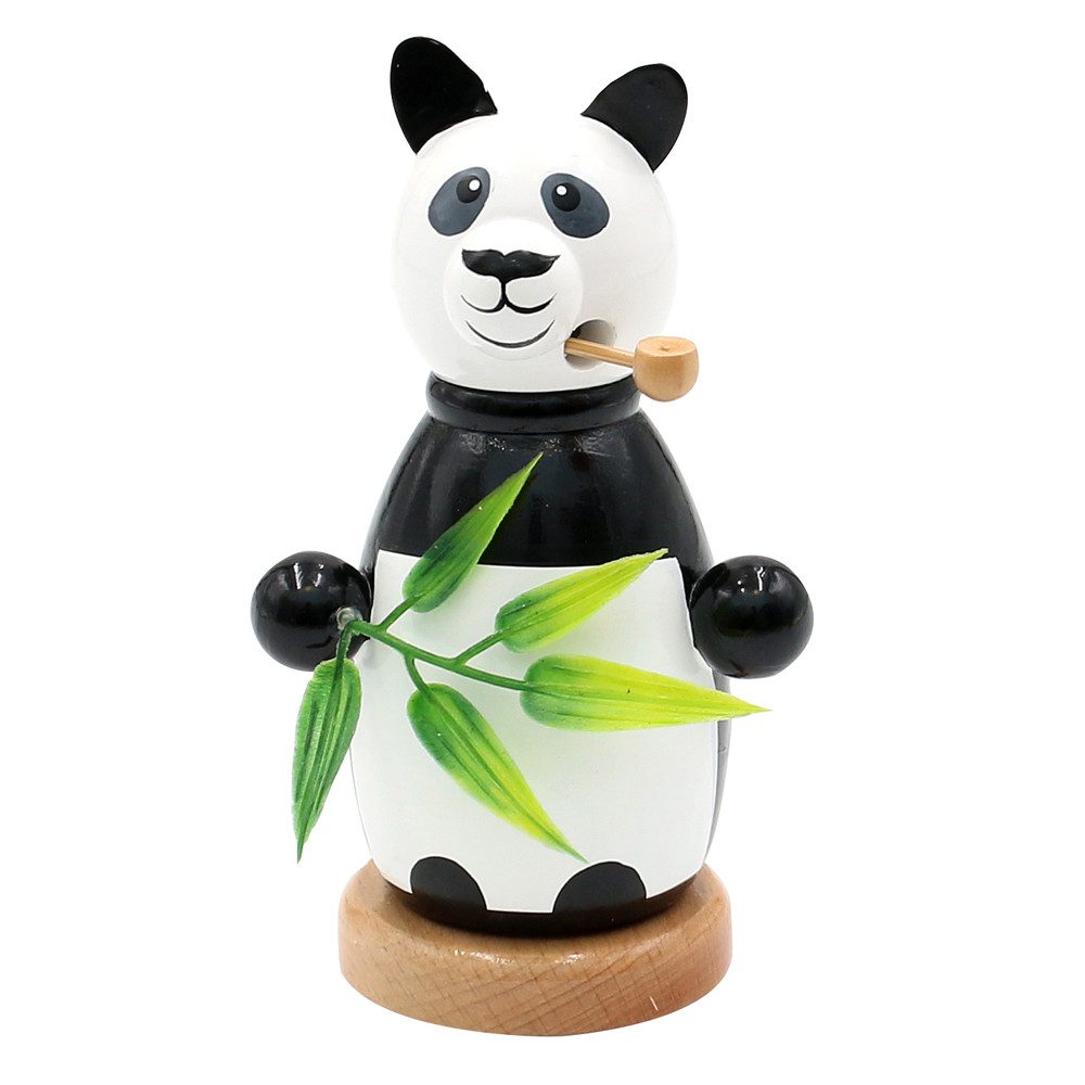 Dekohelden24 Tragetasche Holz Räuchermann, Räucherfigur, Räuchermännchen als Panda mit Eukalypt