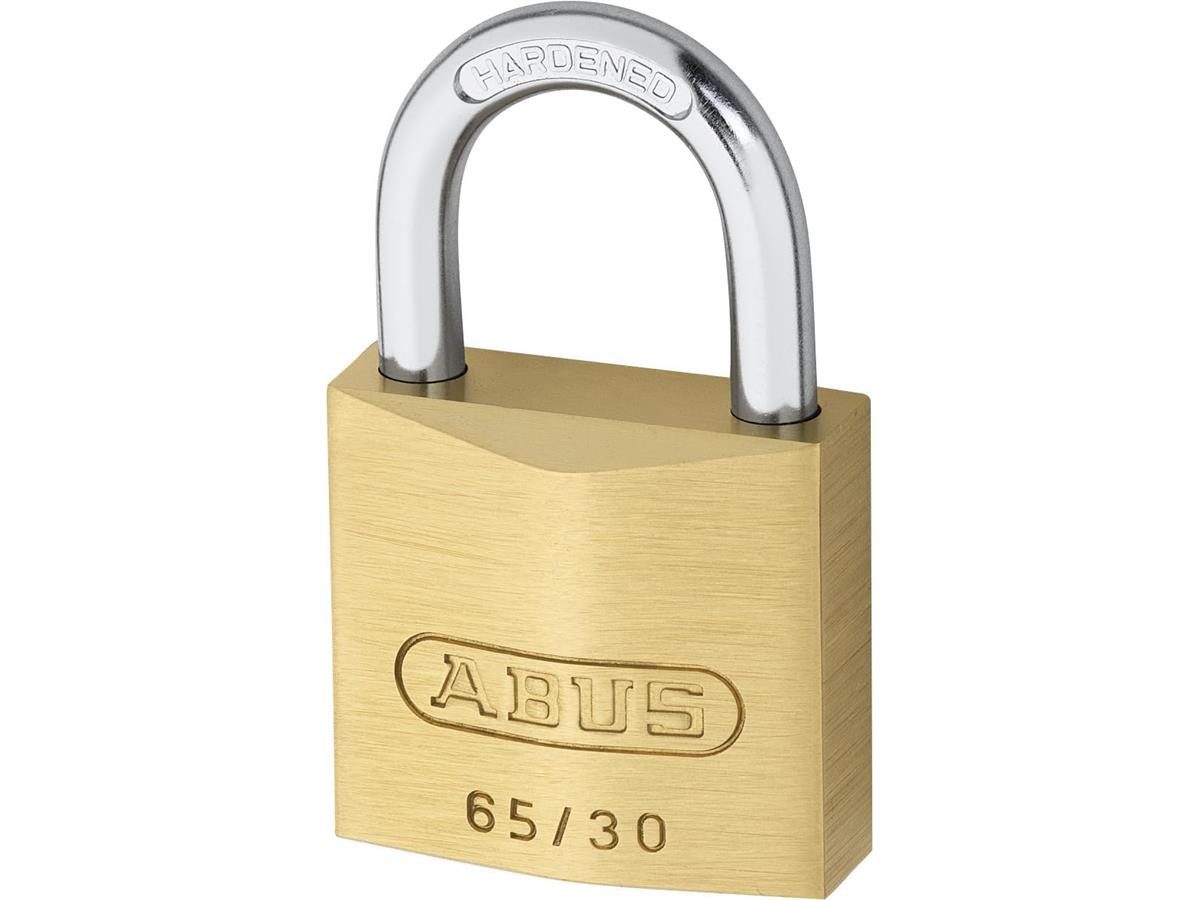 ABUS Vorhängeschloss 65IB/30, Schloßkörper aus massivem Messing, gehärteter Stahlbügel