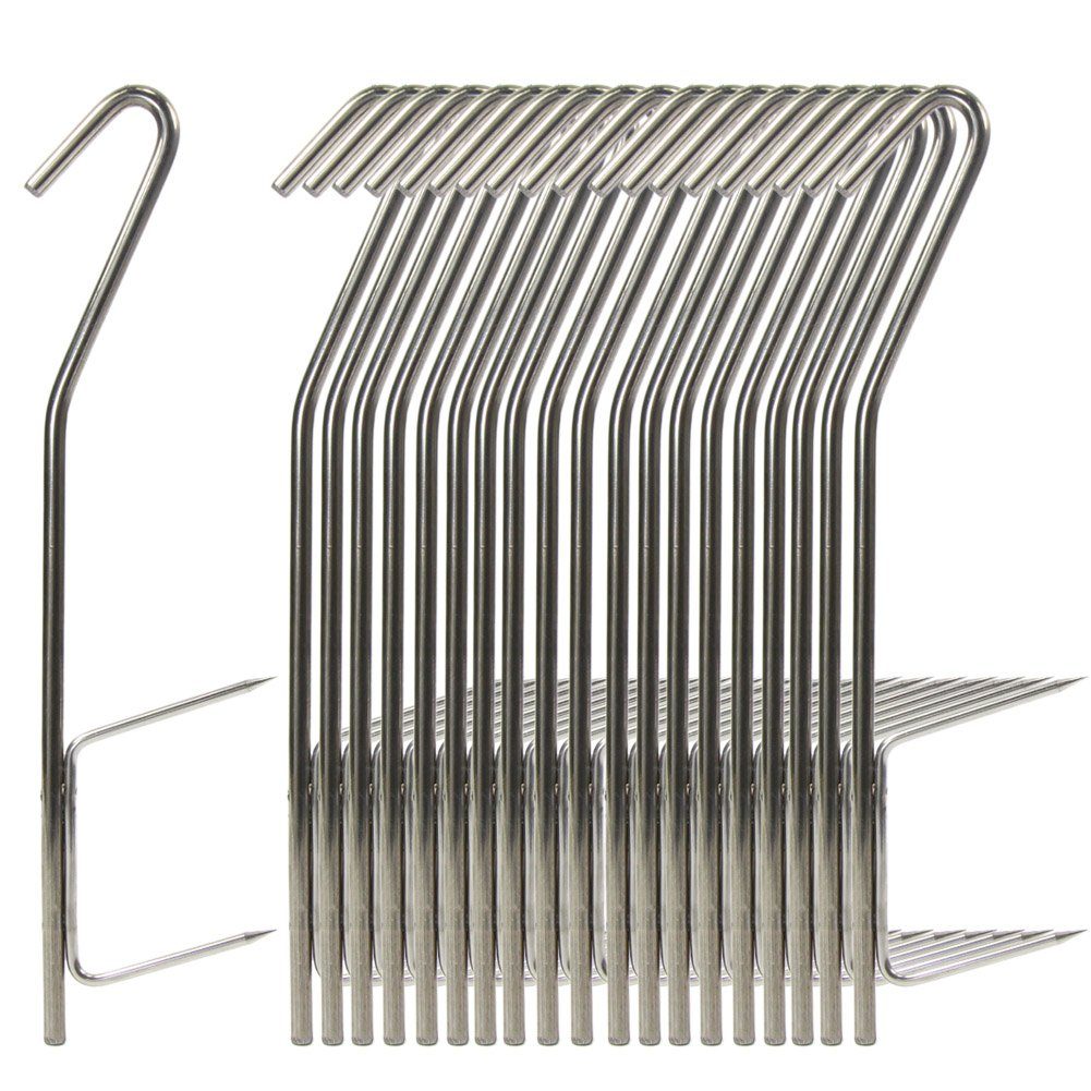 Croch Grillhaken Räucherhaken, (20 tlg), Räucherhaken Profi Doppelhaken zum Fisch Rächern