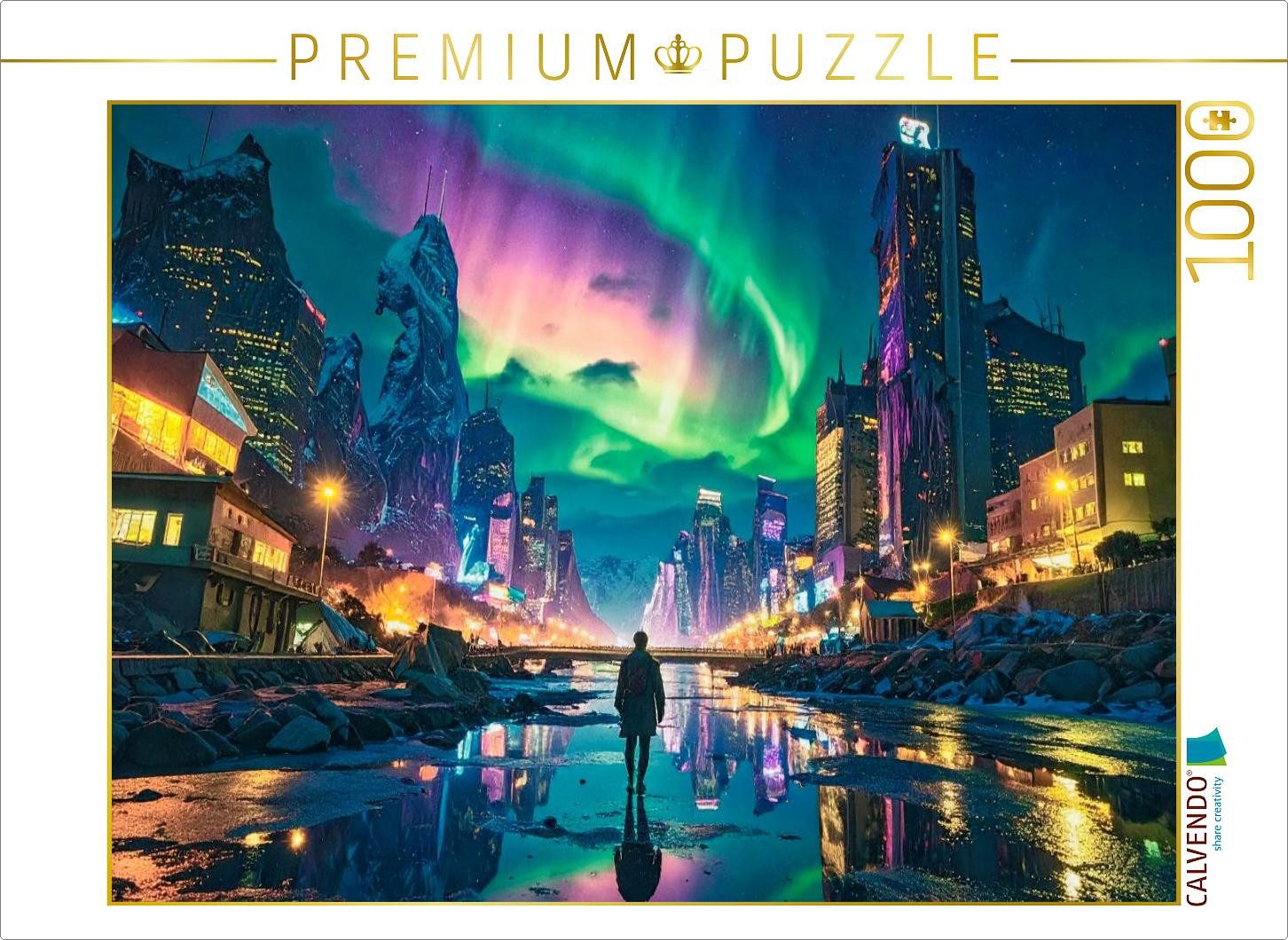 CALVENDO Puzzle CALVENDO Puzzle Northern lights and street lighting, 1000 pieces, fin, 1000 Puzzleteile