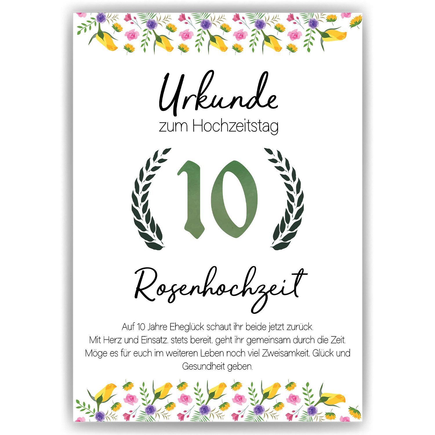 Tigerlino Poster 10. Hochzeitstag Geschenk Urkunde günstig online kaufen