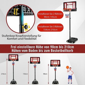 KOMFOTTEU Basketballkorb Basketballständer, 90 -210 cm, mit Rändern