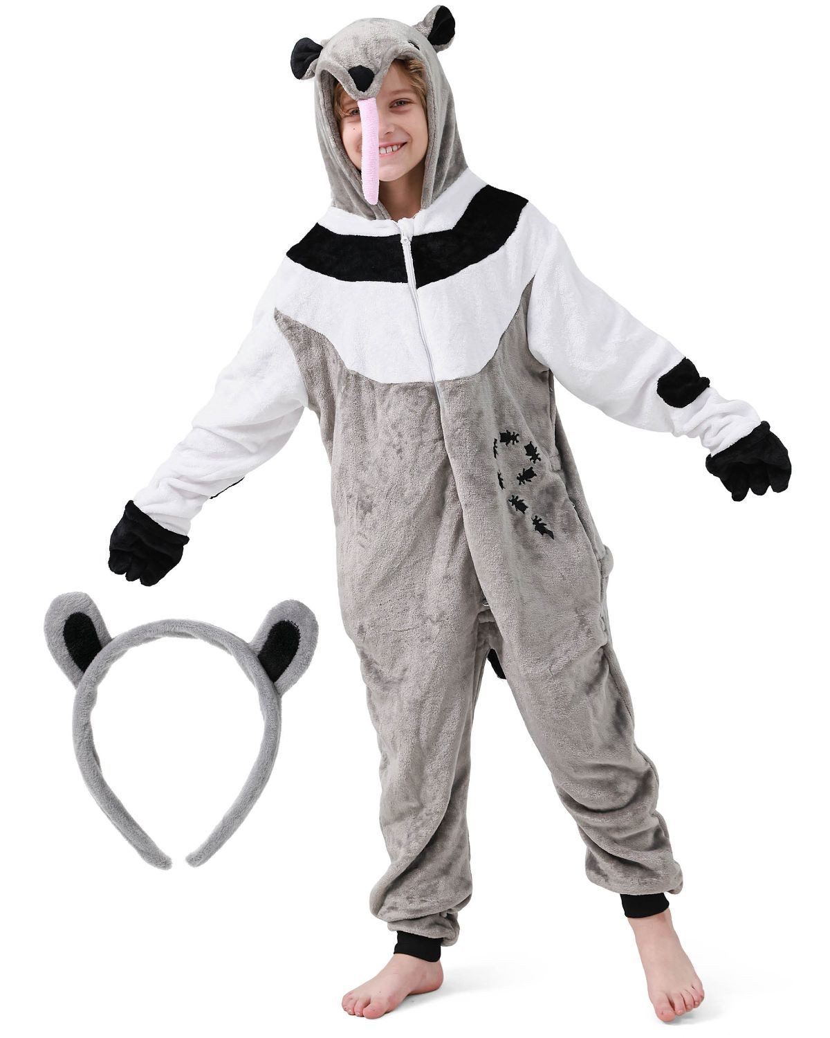 Jumpsuit Flauschiges Ameisenbär-Kostüm für Kinder, Karneval Fasching Kostüm