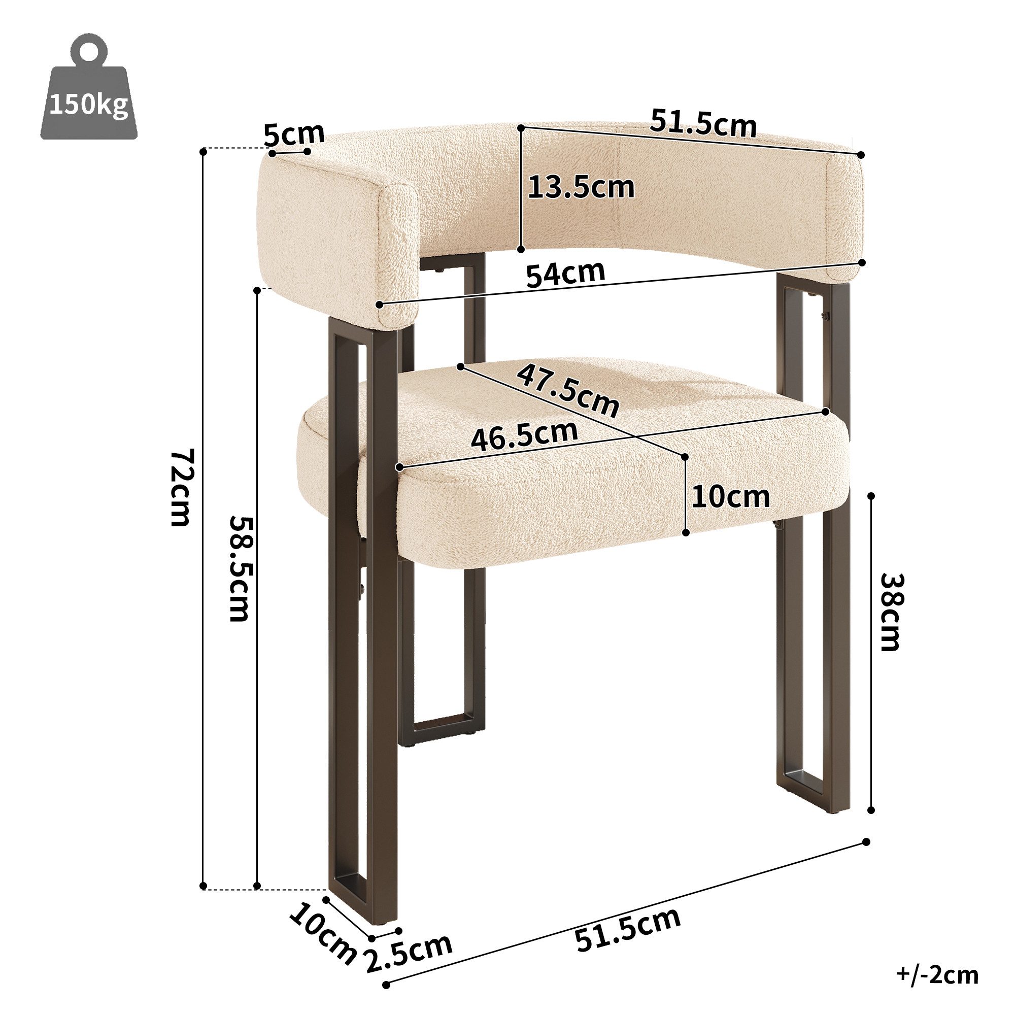 Flieks Polsterstuhl (Set, 2 St), 2er Set Esszimmerstühle mit Armlehnen Wohnzimmerstuhl Lammfellstoff