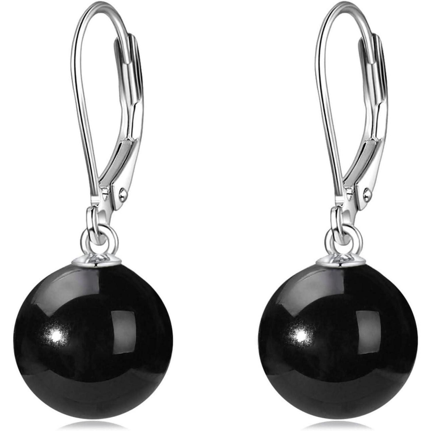 LuxusKollektion Perlenohrringe Ohrringe Perle Sterling Silber Hängend Damen Mädchen Schwarzer Onyx