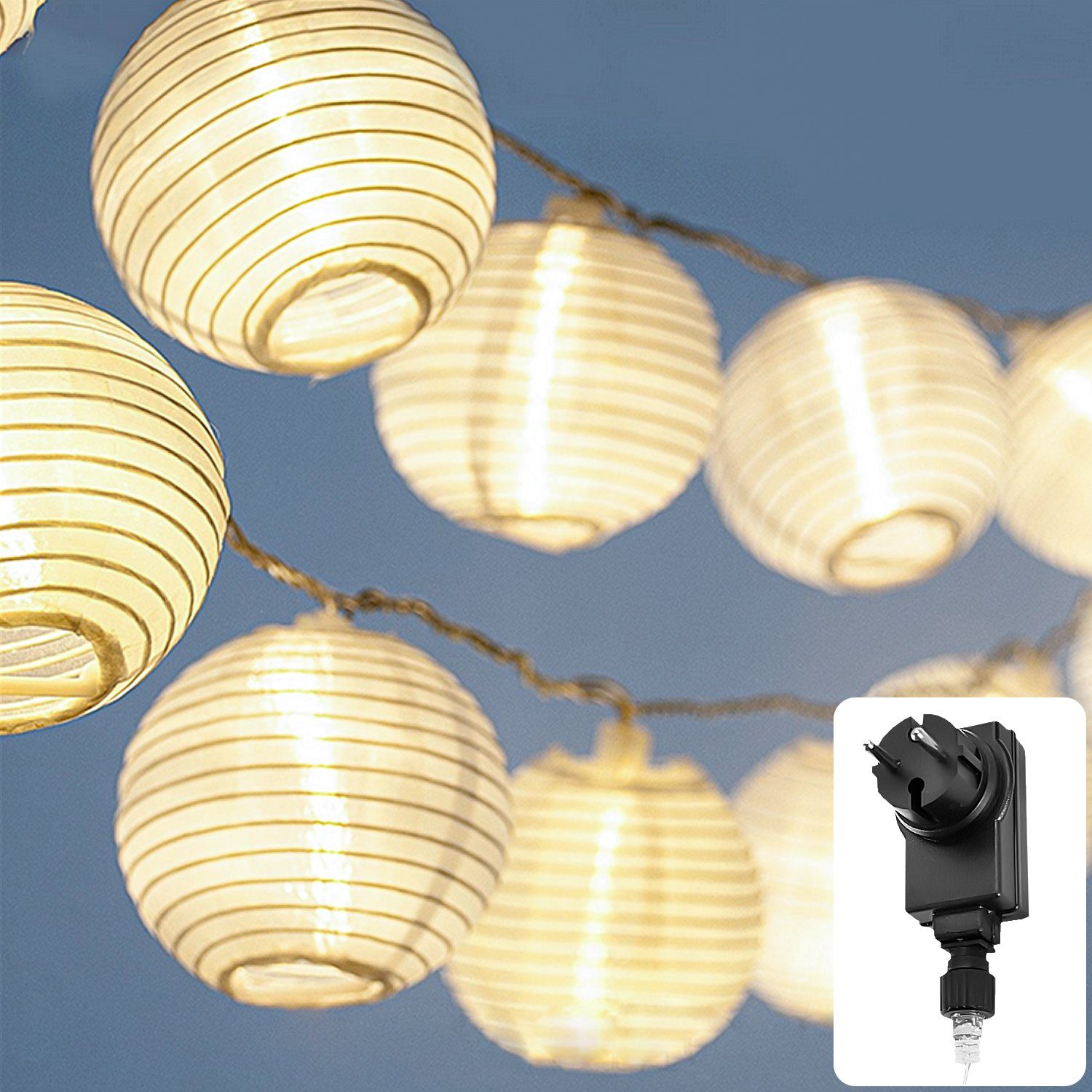 LED-Lichterkette Lampion Lichterkette - Batterie, Stecker und Solar