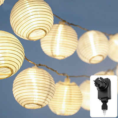 COZY HOME LED-Lichterkette Lampion Lichterkette - Batterie, Stecker und Solar, 20 Lampion LEDs I Timer-Funktion I 7 Meter mit 8 Mod I Wetterfest