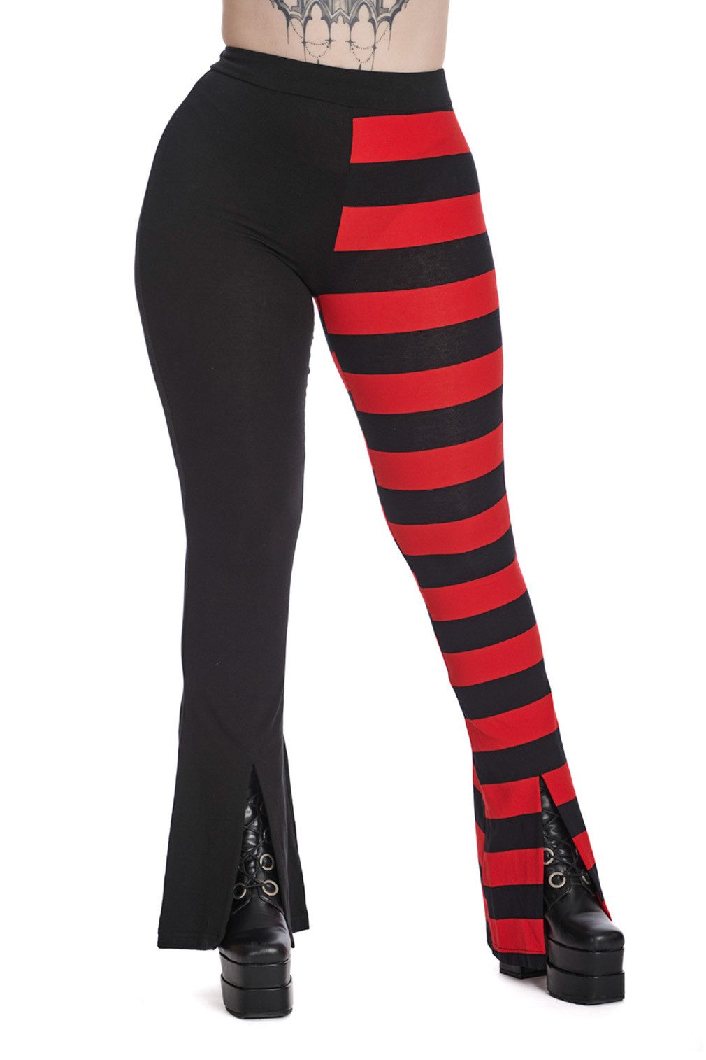 Banned Schlaghose Asymmetrical Allure Gestreift Hose Flares