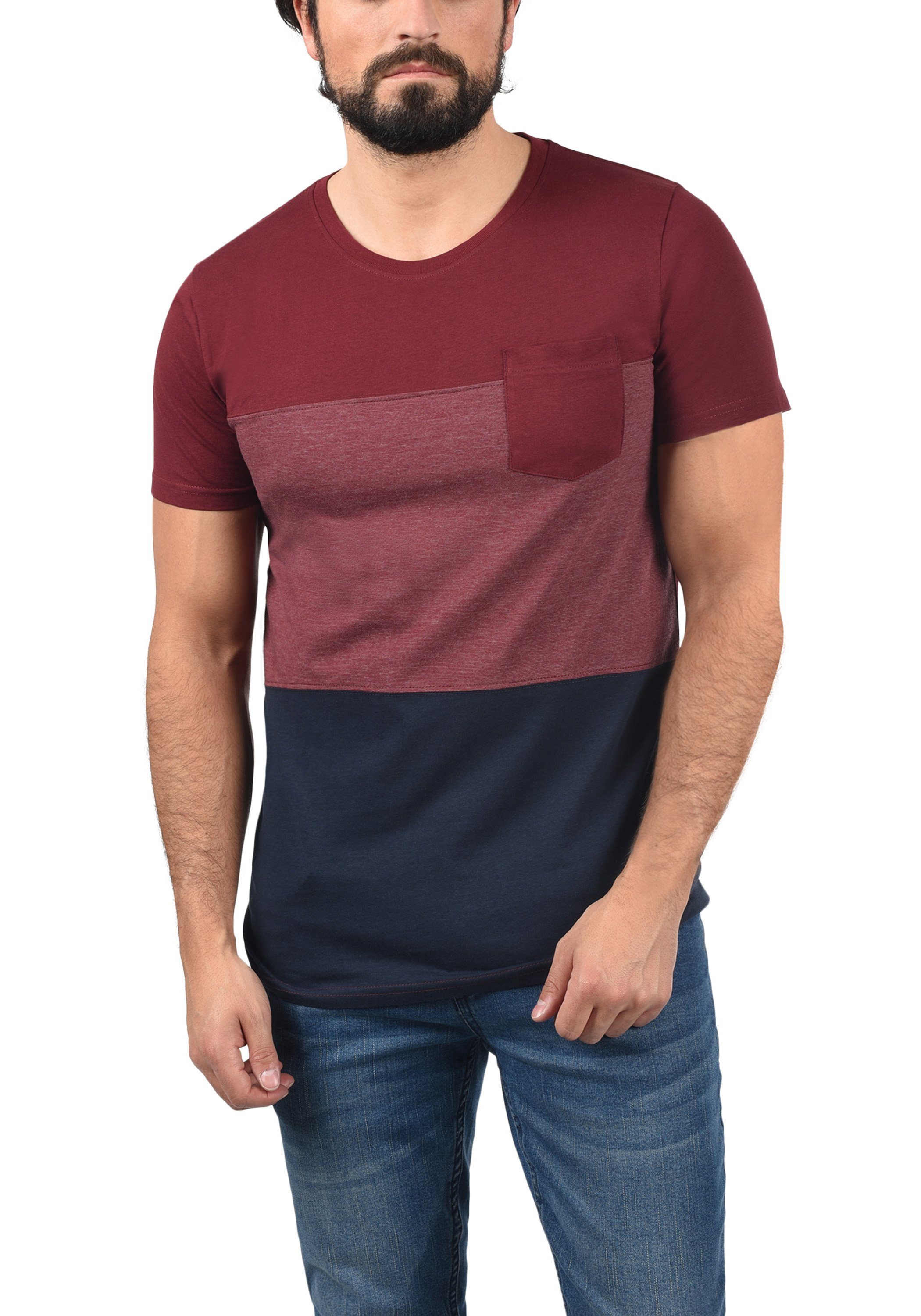 Red Rundhalsshirt T-Shirt Wine !Solid (0985) SDMingo