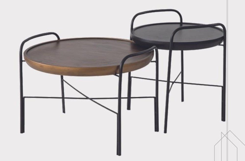 JVmoebel Couchtisch Runder Designer Couchtisch aus Holz in Luxus-Optik (2-St., 2x Couchtisch), Made in Europa