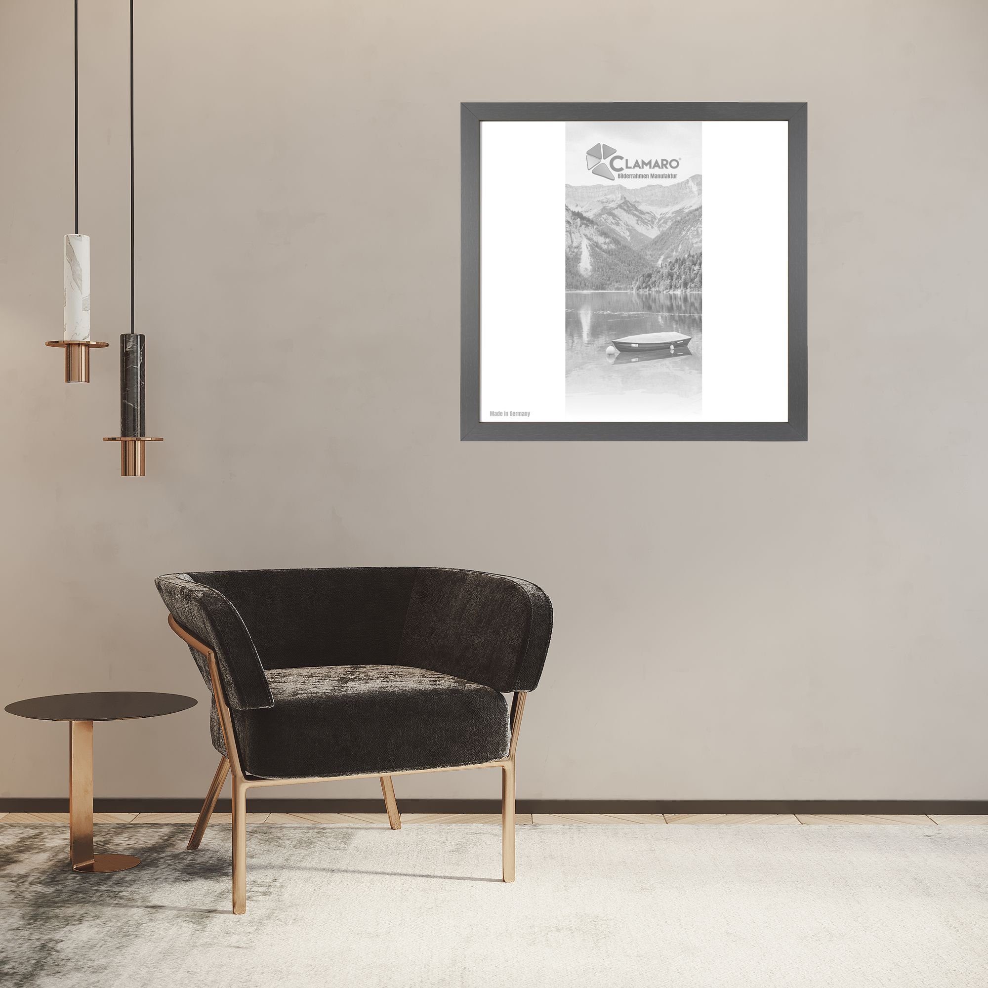 Clamaro Bilderrahmen Acrylglas, 'Collage' Quadratisch und inkl. Rückwand Rahmen FSC® Holz MDF Aufhänger Stahlgrau