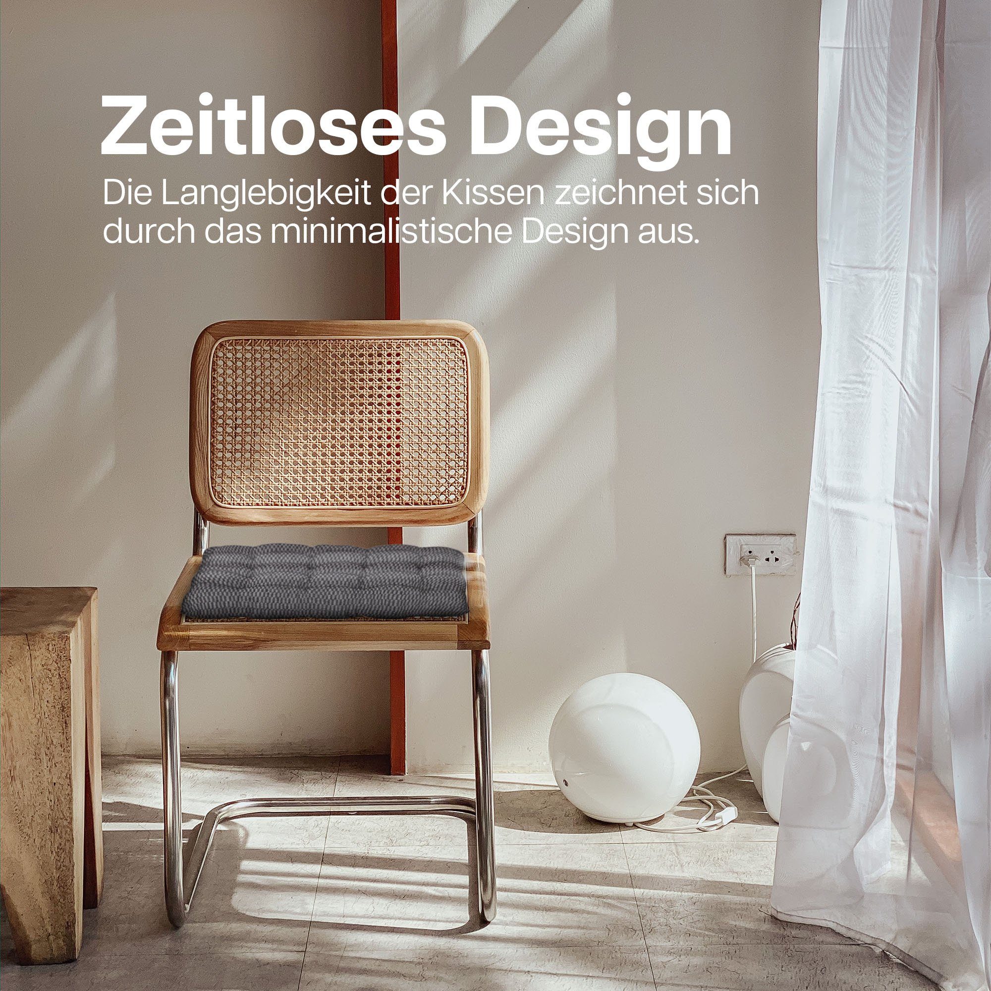 Bestlivings Stuhlkissen Stuhlauflage 40x40cm, Hochwertiges 4 Stück) - Baumwolle Grau (1 Sitzkissen - Polsterkissen