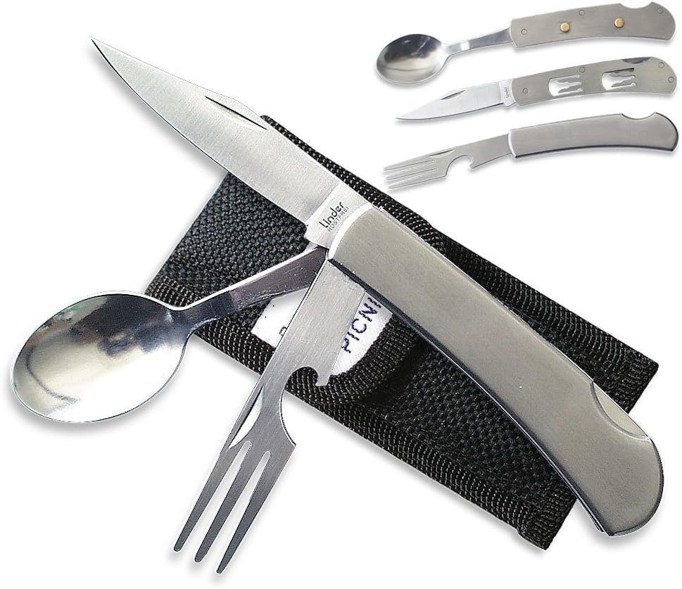 Taschenmesser LINDER Picnic Camping Besteck mit Etui