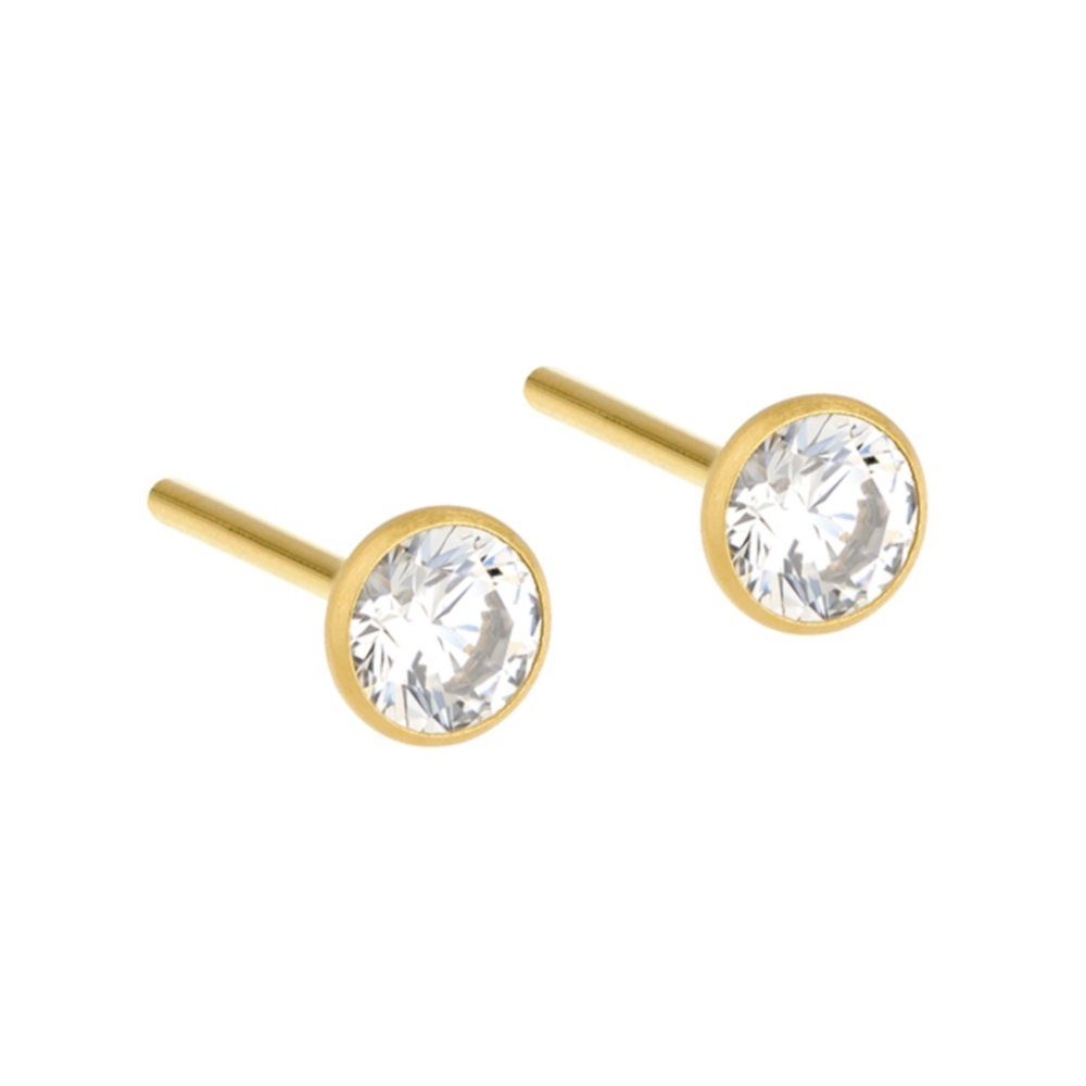 Ernstes Design Paar Ohrstecker Edelstahl mit Zirkonia Ø 4 mm