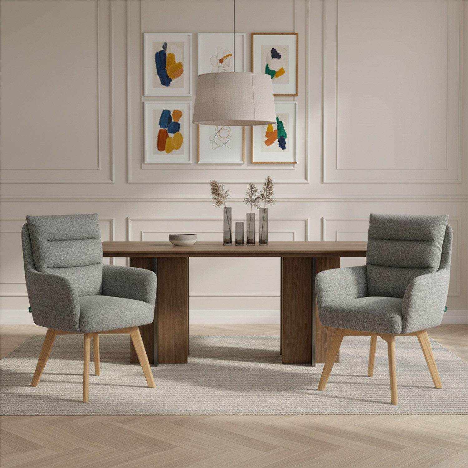 DUBI Möbel Polsterstuhl Mika-Juna 2er-Set, Federkern, Eiche geölt, 360° dre günstig online kaufen