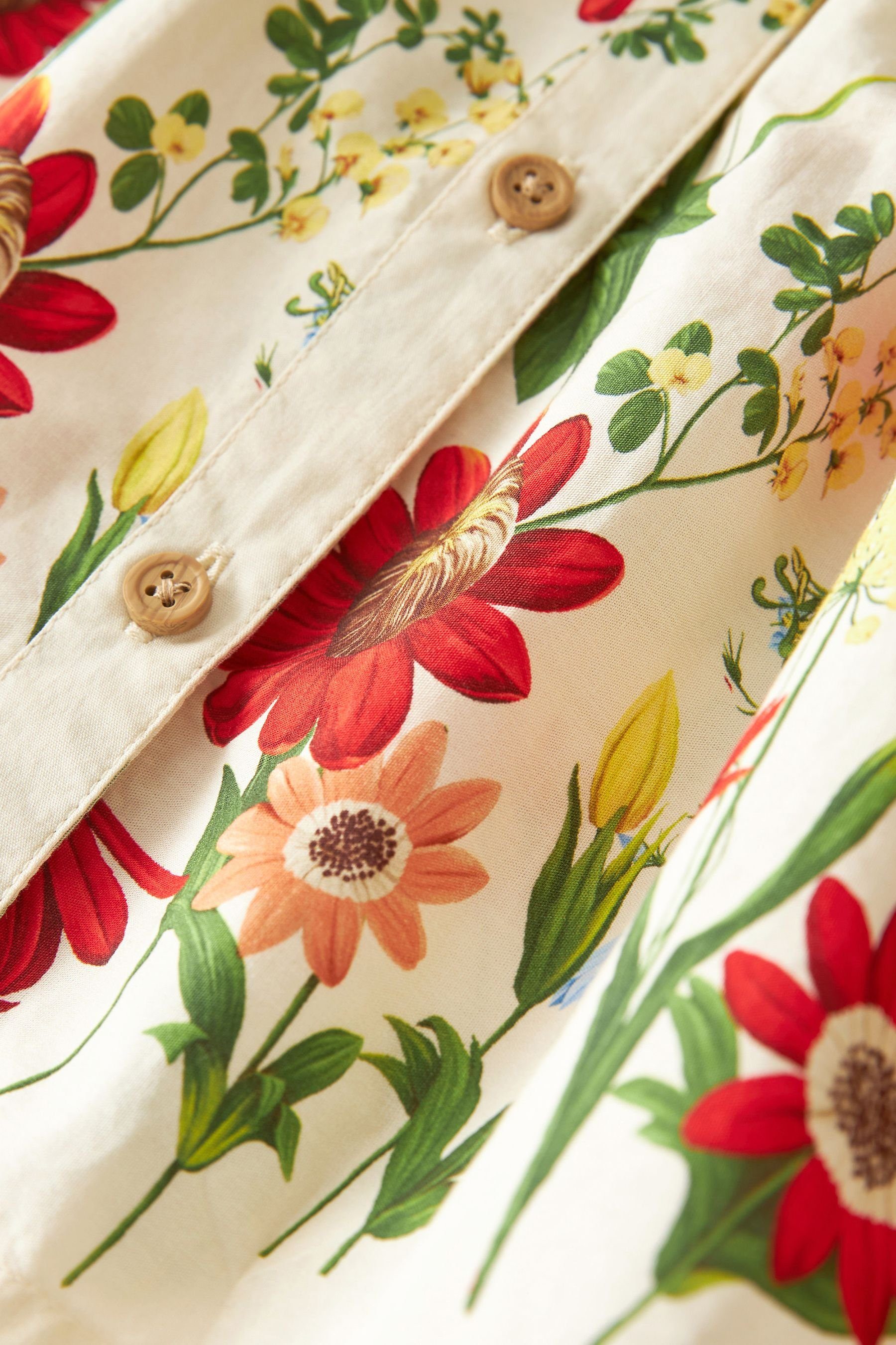 Print Border Rüschenkragen mit Cream/Red Kleid Next (1-tlg) Sommerkleid