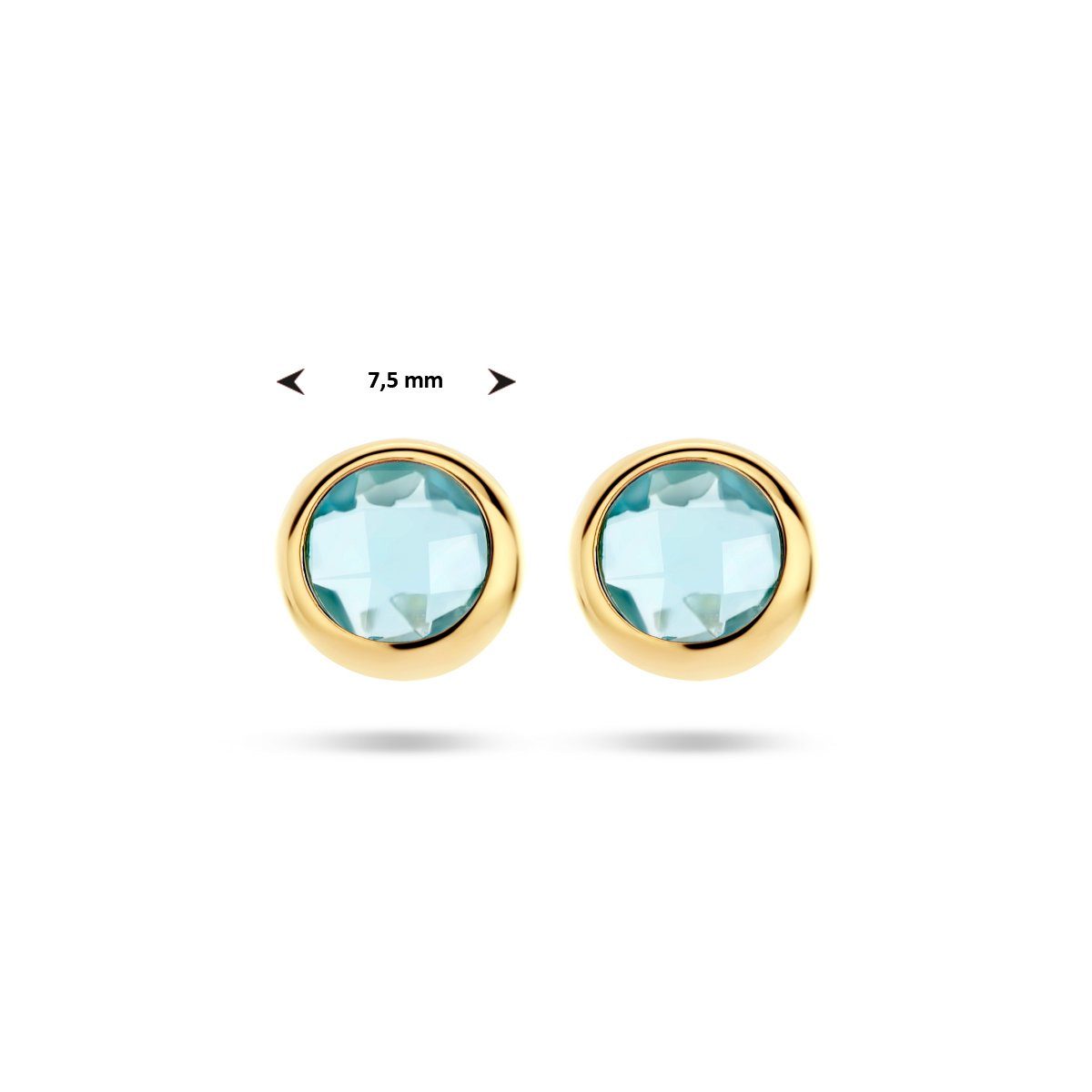 NICEANDnoble Paar Ohrstecker 585er Gelbgold Ohrstecker mit Edelstein Blautopas 7,5 mm, 585er Gelbgold Ohrstecker für Damen