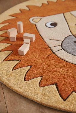 Kinderteppich Linus, SMART KIDS, rund, Höhe: 9 mm, Löwe Tiermotiv, Konturenschnitt