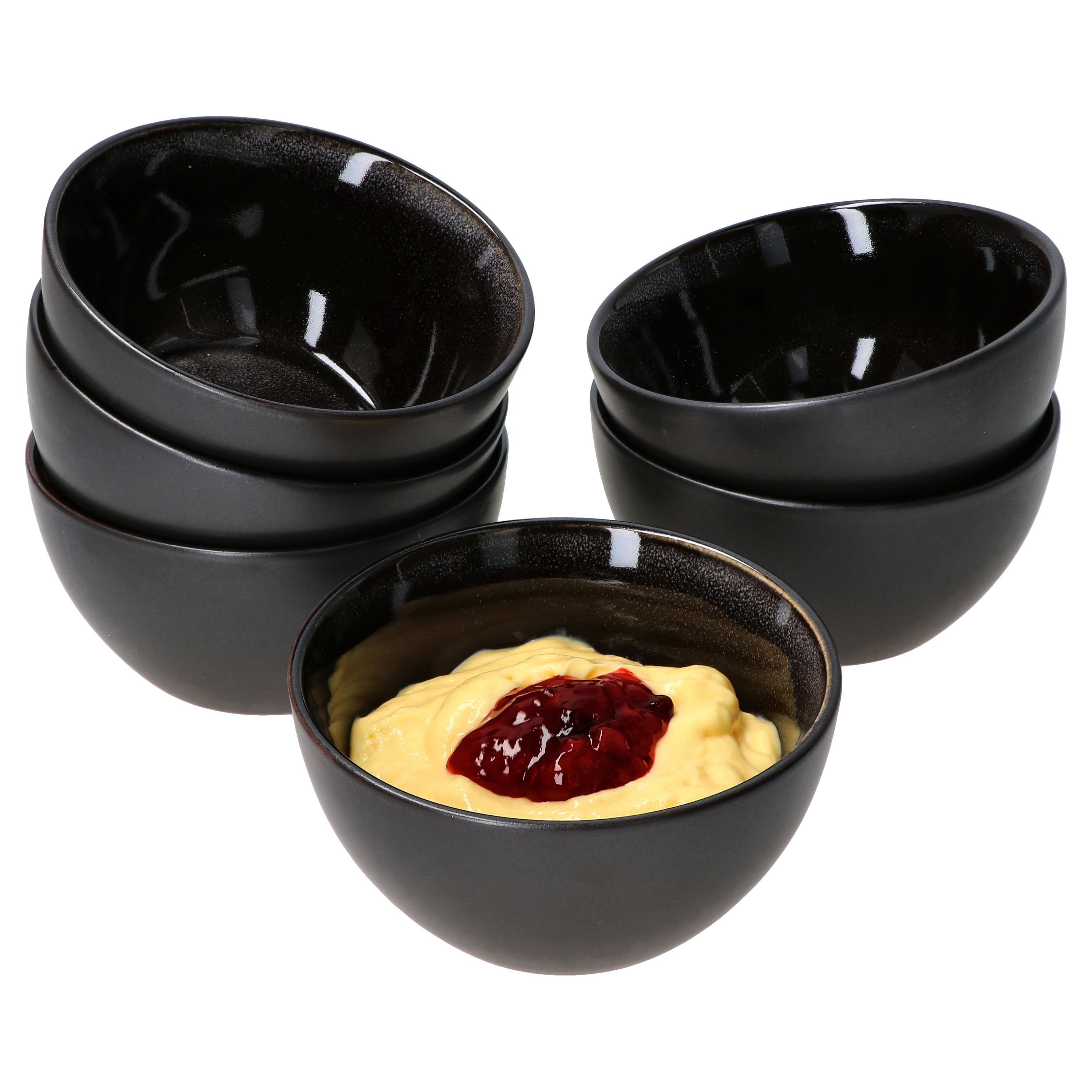 Pudding-Schale Müslischale - 6cm MamboCat Grey Glaze 24321862, Set Black 6er Steingut Reactive