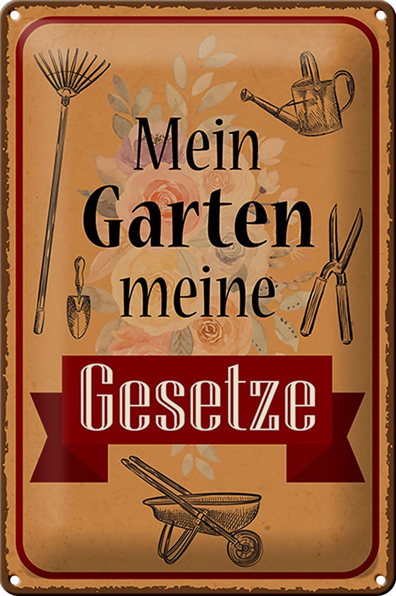 Hebold Flachmann Schild Blech 20x30cm Made in Germany Spruch Garten