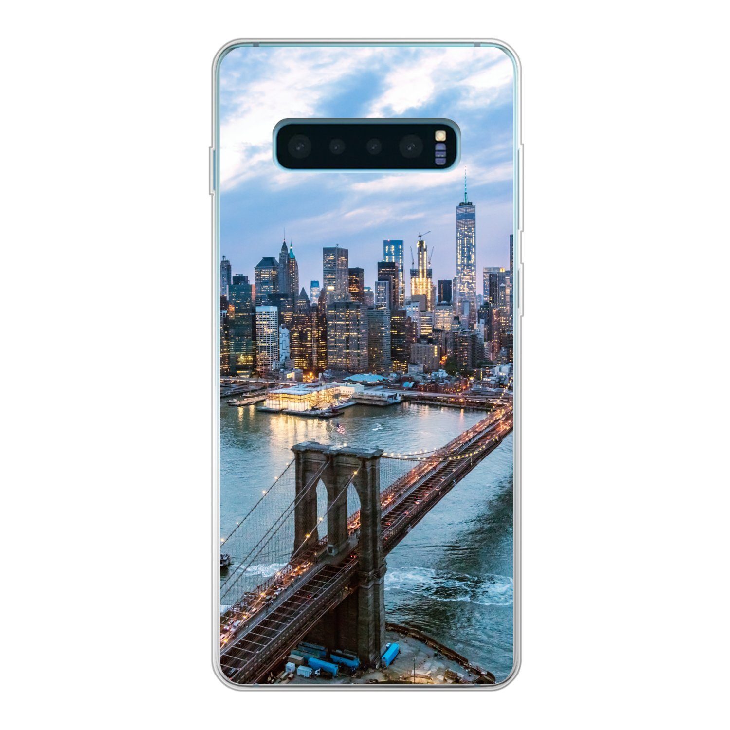 MuchoWow Handyhülle für Samsung Galaxy S10 Lite New York - Skyline - Brücke, Phone Case, Silikon, Schutzhülle Dünn
