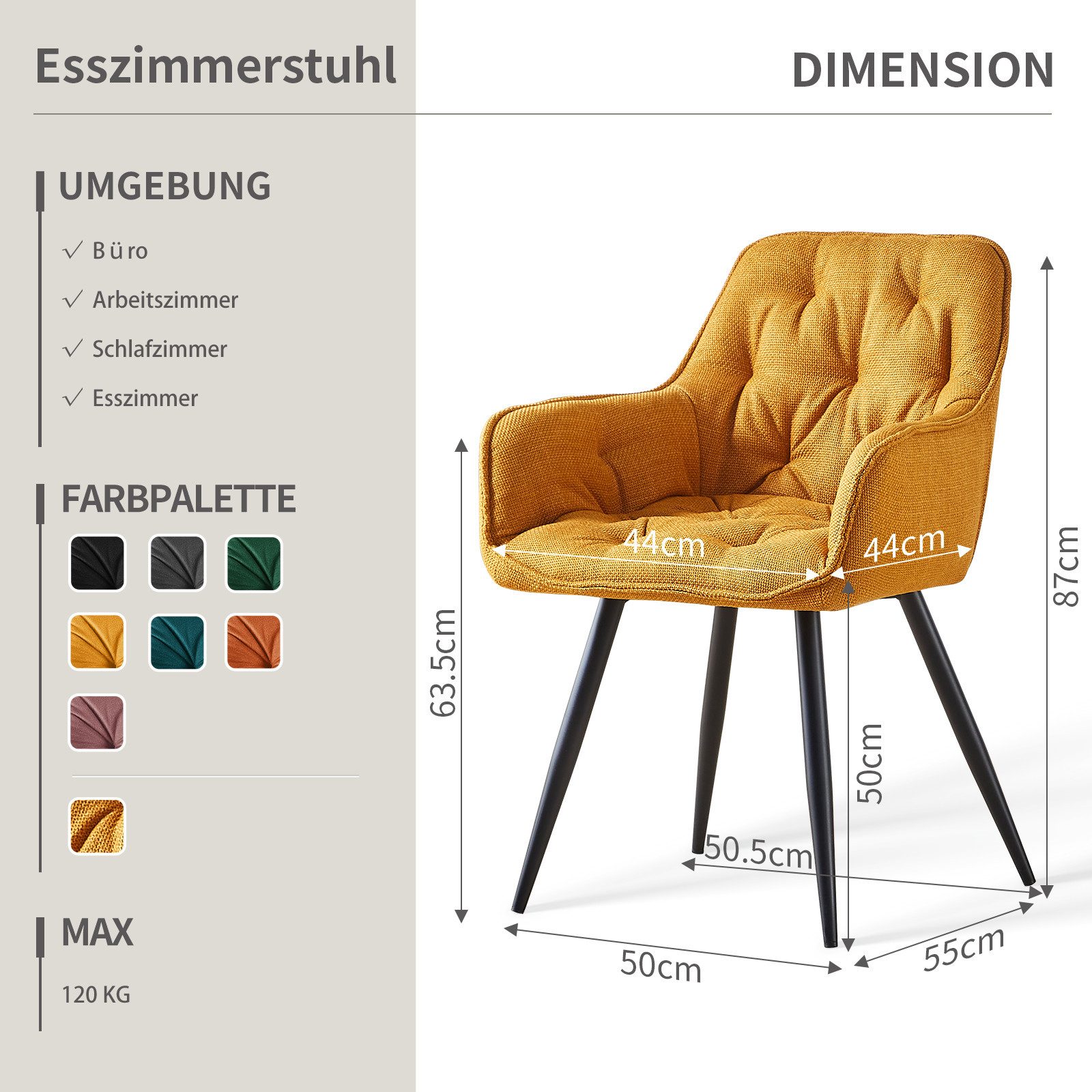 JYMTOM Esszimmerstuhl mit dickem Samtstoff gepolsterter günstig online kaufen