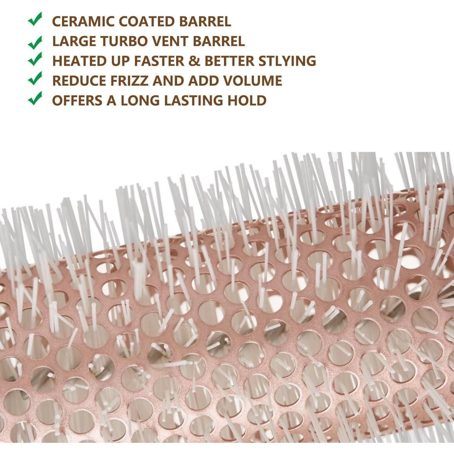 LuxusKollektion Haarbürsten-Set Haar-Rundbürste Set Föhnen Glattes Welliges Haarstyling Antistatische