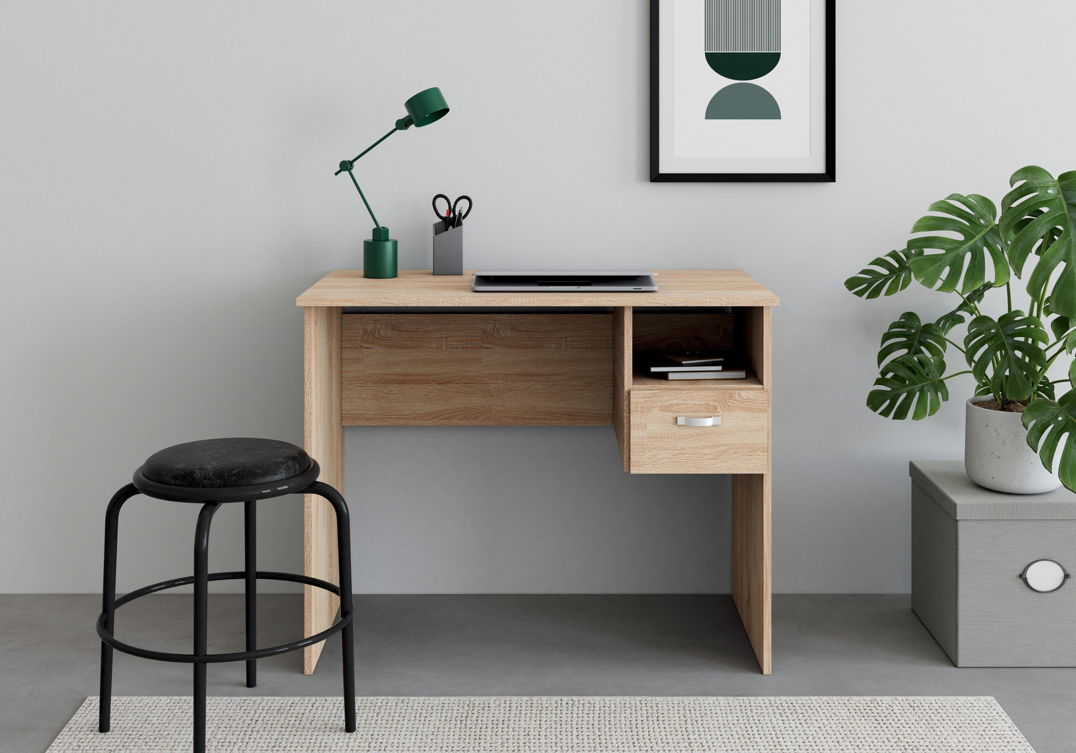 VOGL Möbelfabrik Schreibtisch Flo, Schülerschreibtisch auch mit Tastaturauszug erhältlich, Breite 91 cm