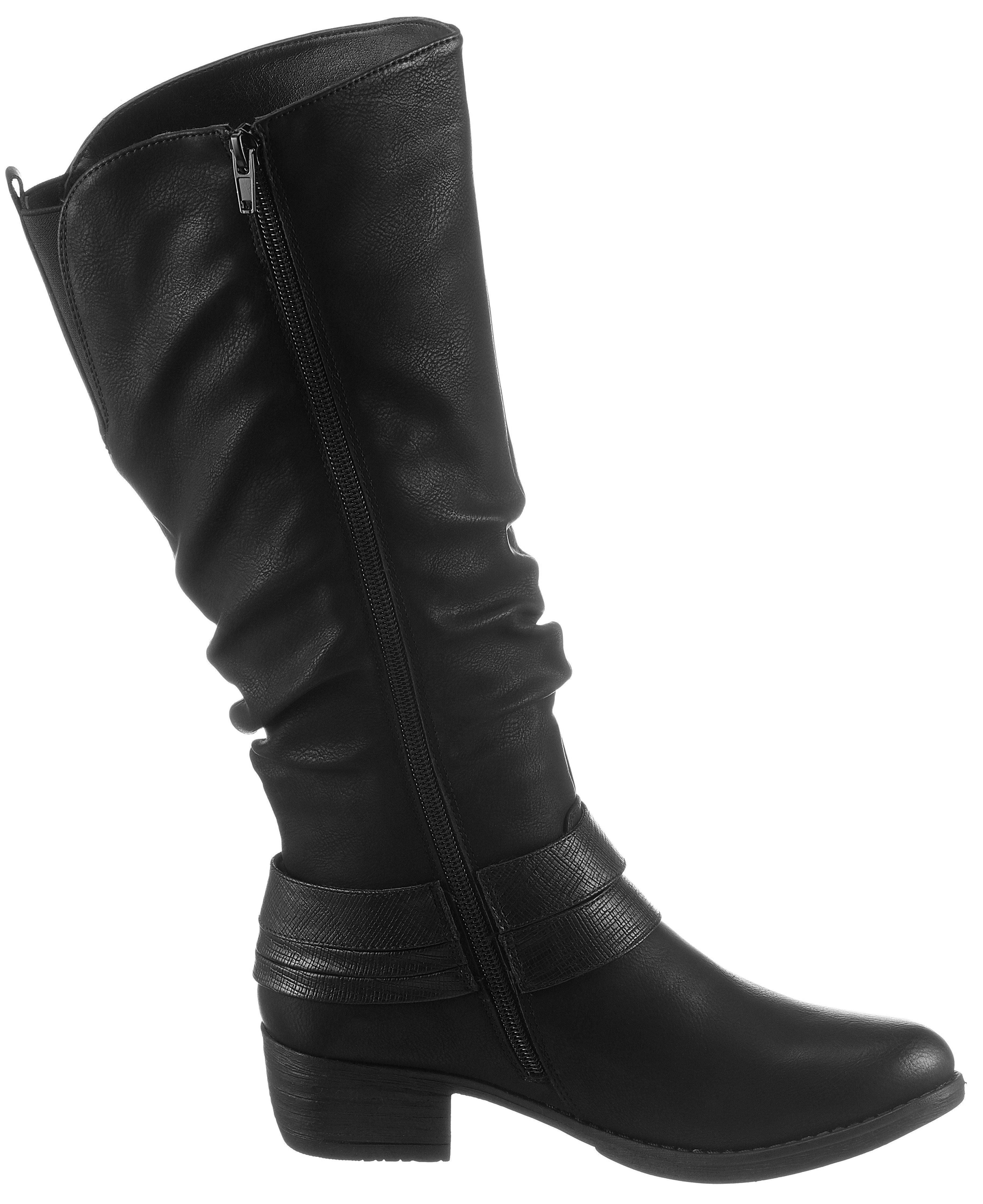 Rieker Winterstiefel, Boots, Warmfutter, Blockabsatz, mit auffälliger Schnalle