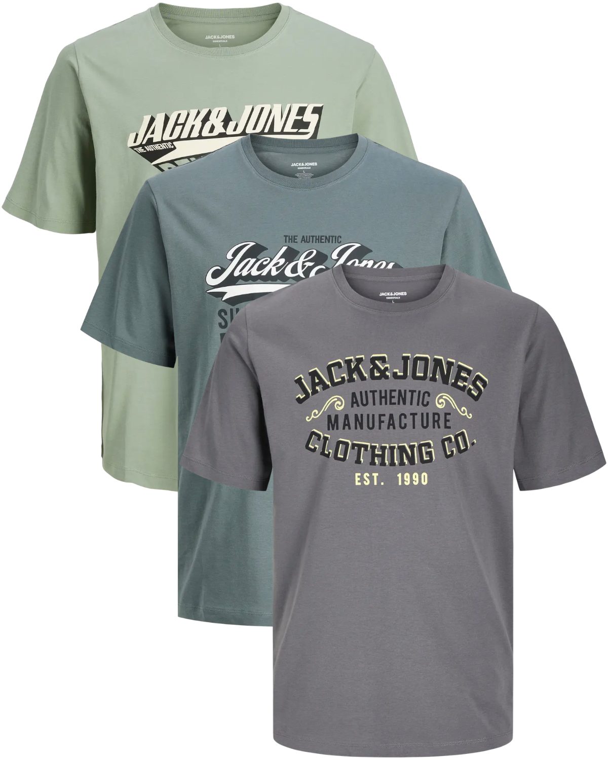 Jack & Jones T-Shirt Stilvolles Slim-Fit oder Regular Shirt mit Printdruck (3er-Pack) Printdruck