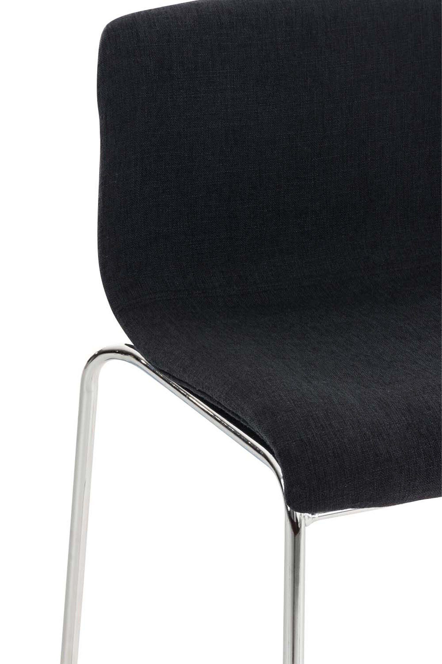Sitzfläche: Theke Stoff TPFLiving Gestell Fußstütze & - Barhocker Küche - Chrom Metall für Tresenhocker), - Hoover Schwarz Hocker (mit