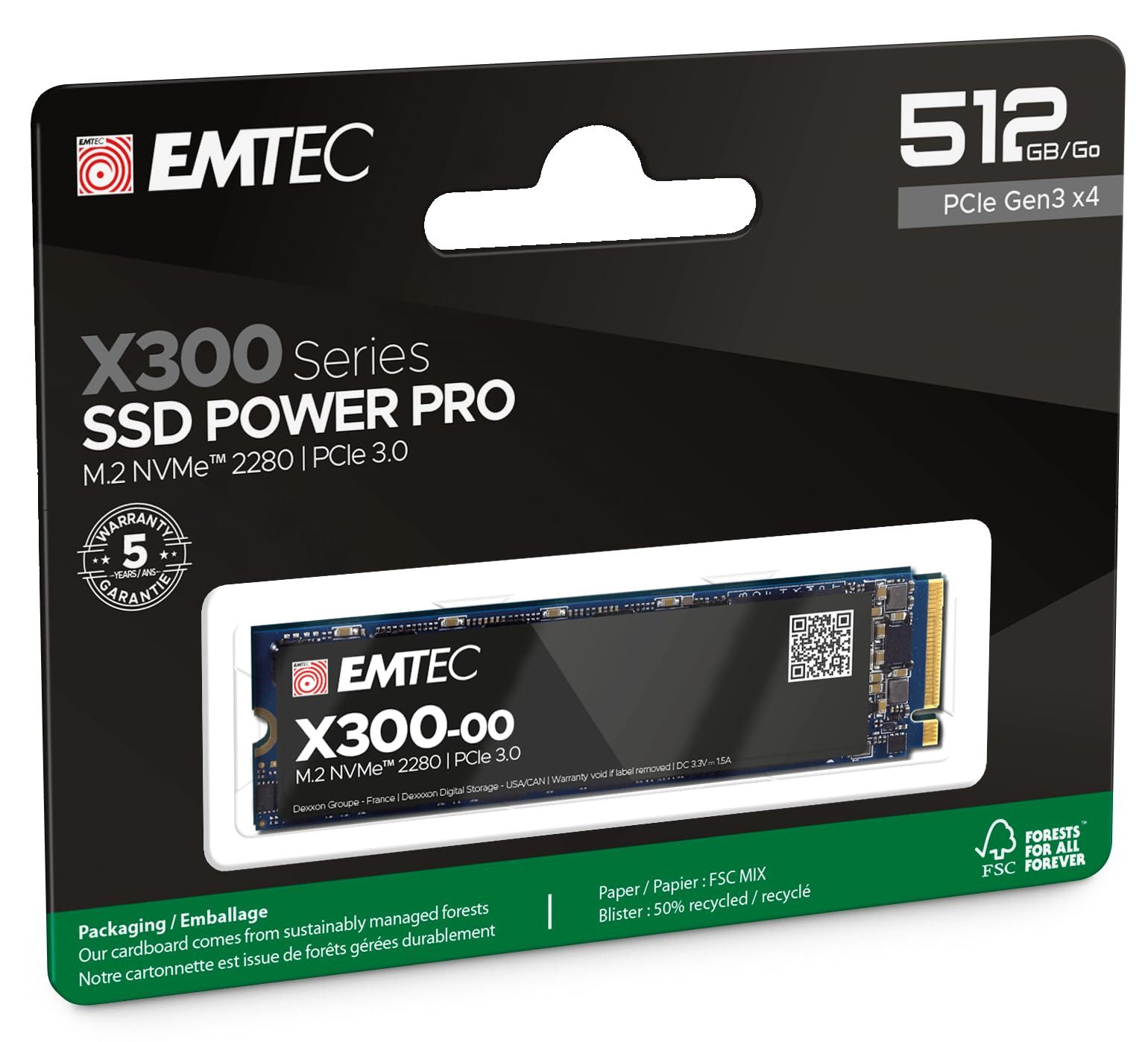 EMTEC ECSSD512GX300 HDD-Festplatte, 512 GB NVMe PCIe 3.0 M.2 SSD ...