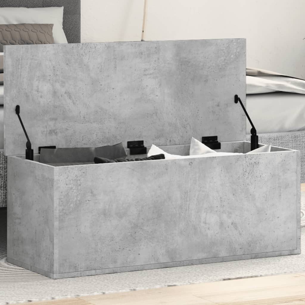 vidaXL Truhe 90 x 35 x 35 cm Truhe aus Holzwerkstoff Betongrau 90x35x35 cm Aufbewah