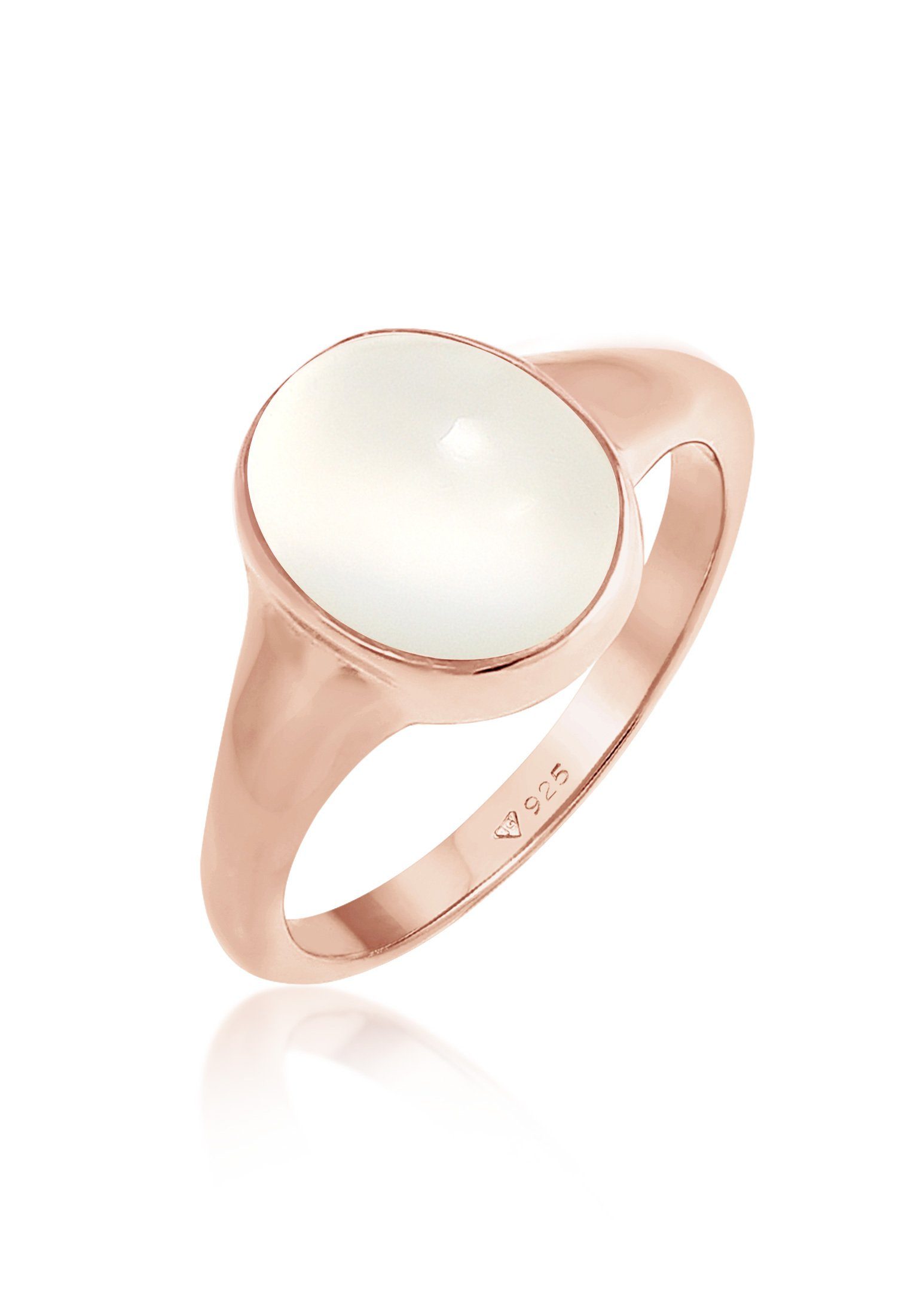 Elli Siegelring Siegelring Mondstein Oval 925 Silber