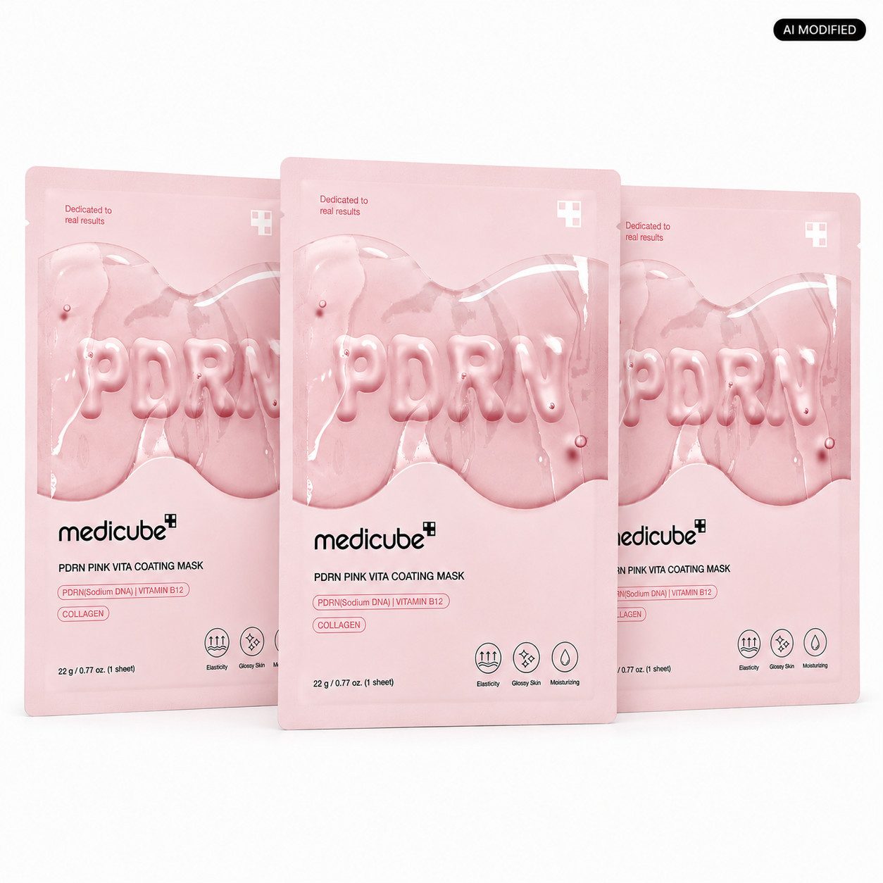 Medicube Gesichtsmaske Medicube PDRN Pink Vita Coating Mask 3er Set, 1-tlg., Vorteilspack mit 3 Tuchmasken für intensive Pflege