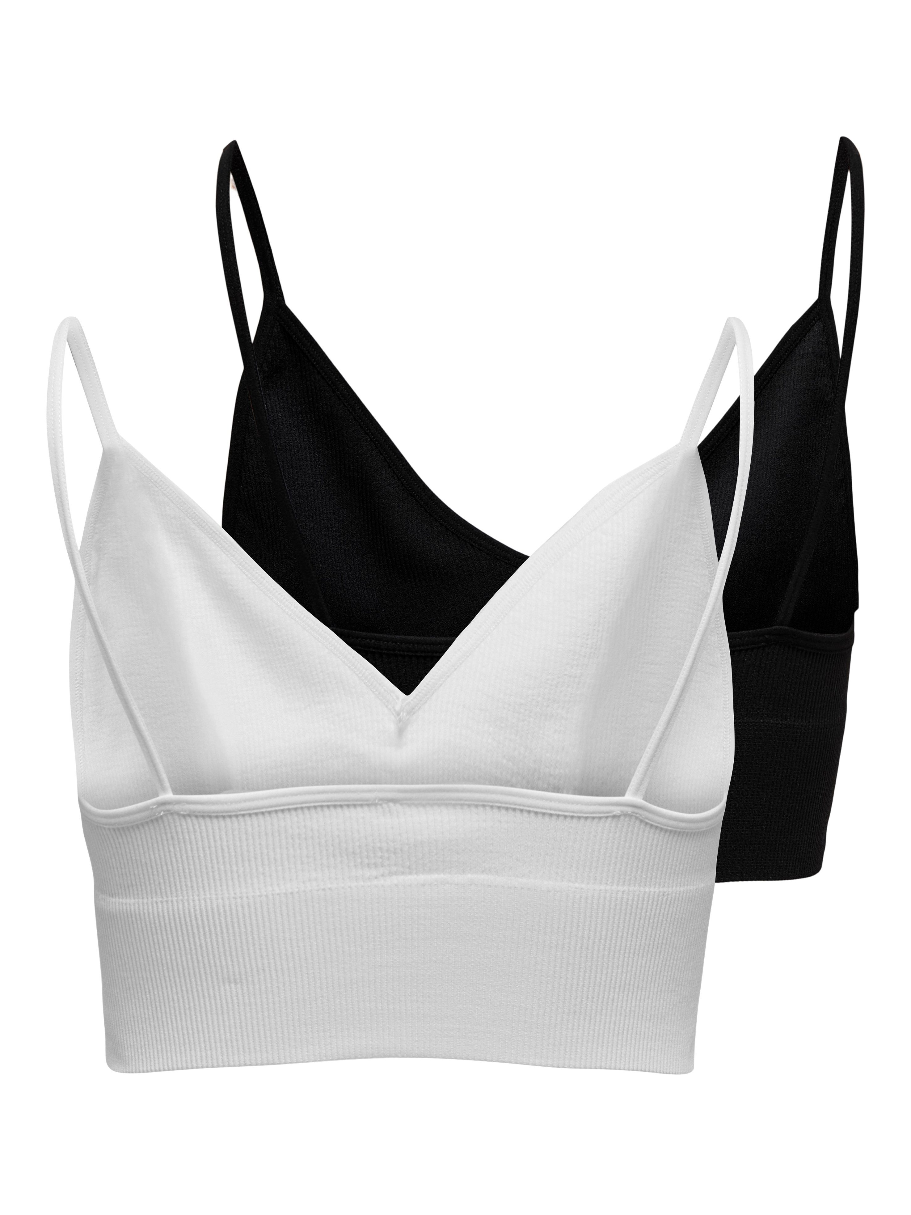 ONLY Bustier ONLVICKY – BH-Tops mit geripptem Detail im 2er-Pack (Packung, 2-tlg) figurbetont, modisch, Materialmix, Jersey, Spaghettiträger