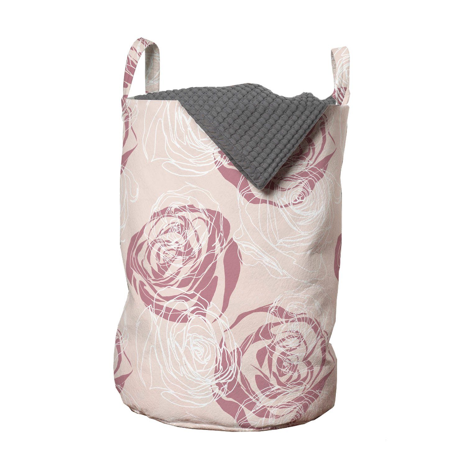 Kordelzugverschluss Romantisch Wäschesäckchen Waschsalons, mit Silhouetten Pastel Abakuhaus Rose Wäschekorb für Griffen
