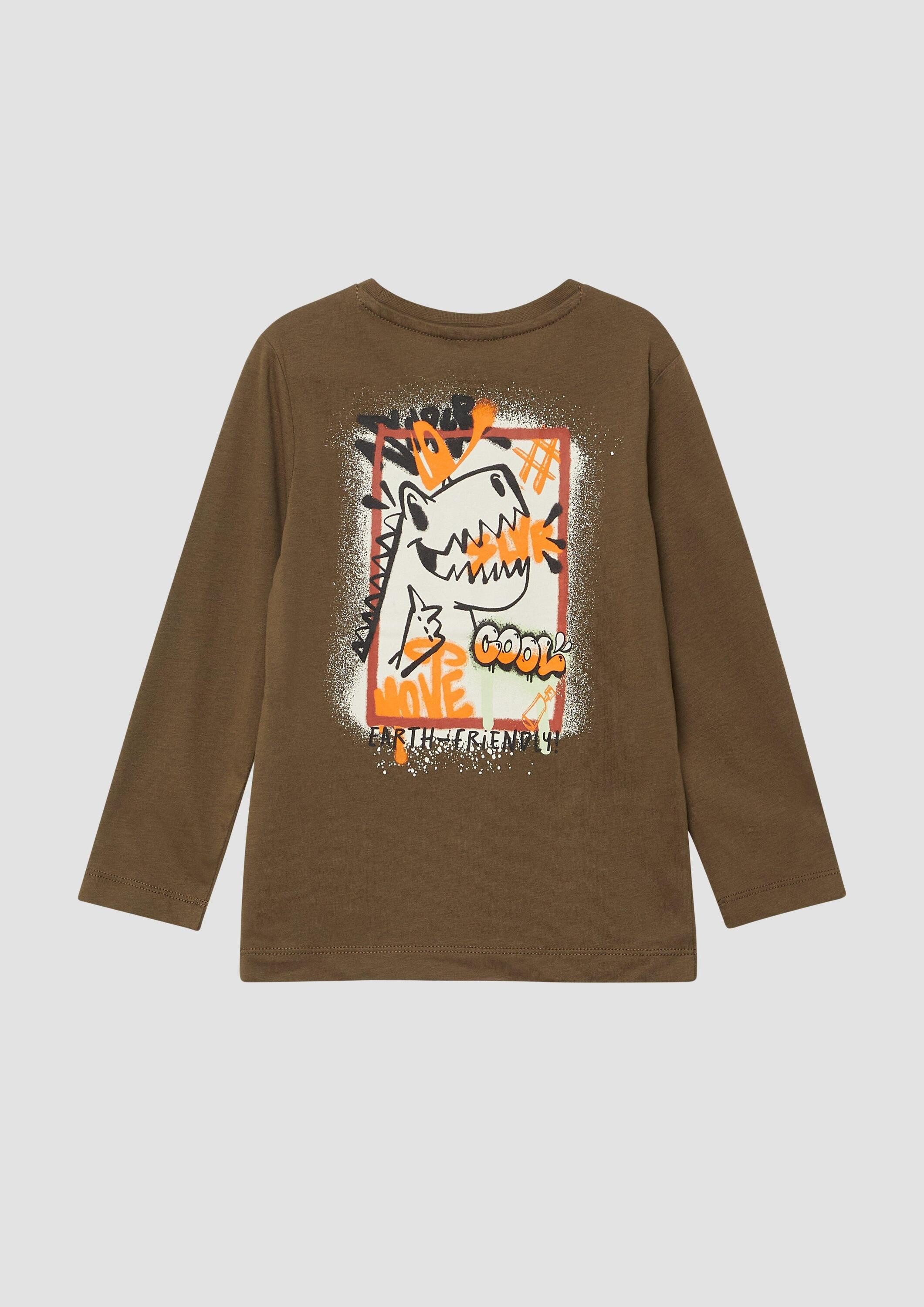 s.Oliver Langarmshirt T-Shirt Baumwoll-Longsleeve mit Front- und Backprint – Bild 2 von 4
