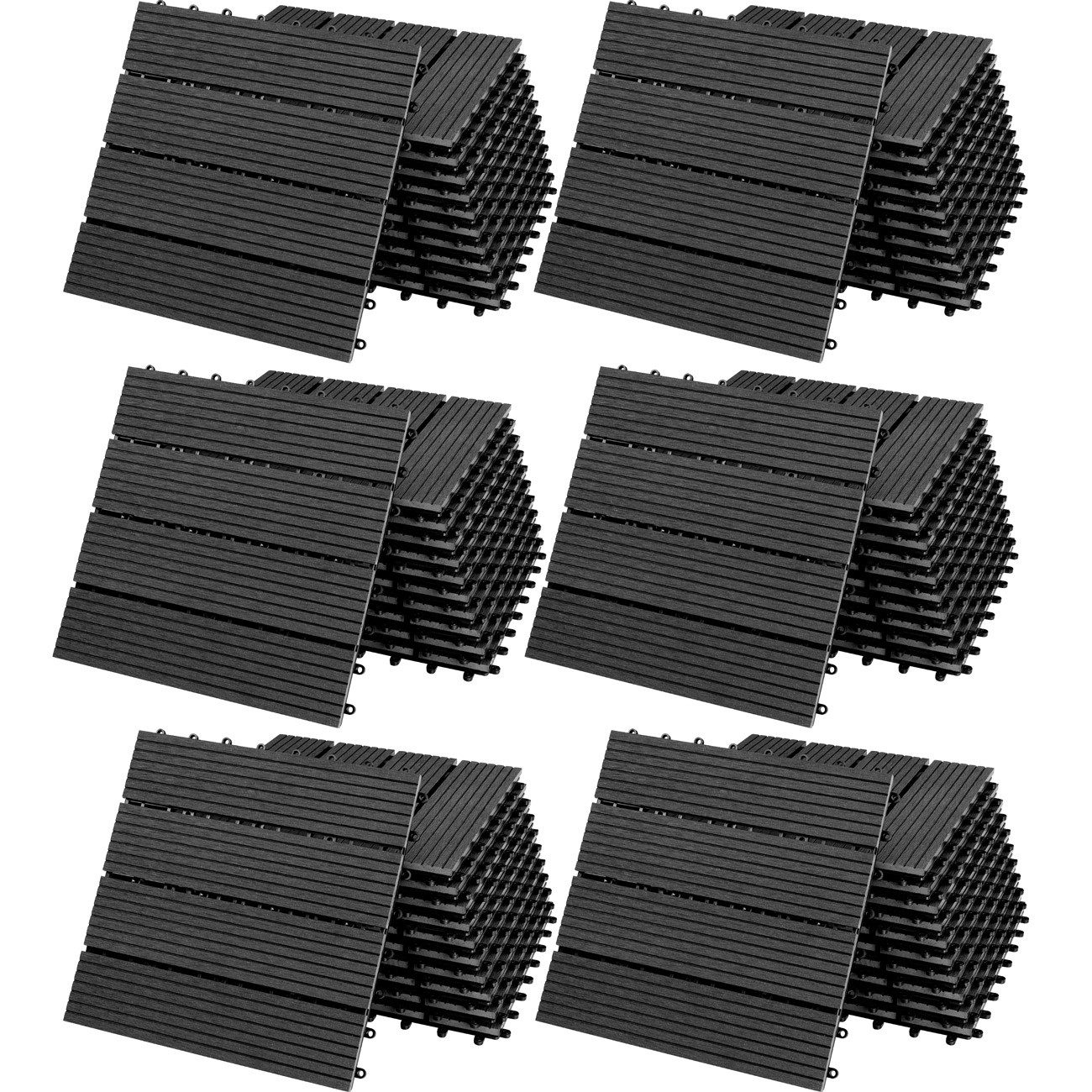 Casaria Holzfliesen 66x Klassik Anthrazit, Terrassenfliesen günstig online kaufen