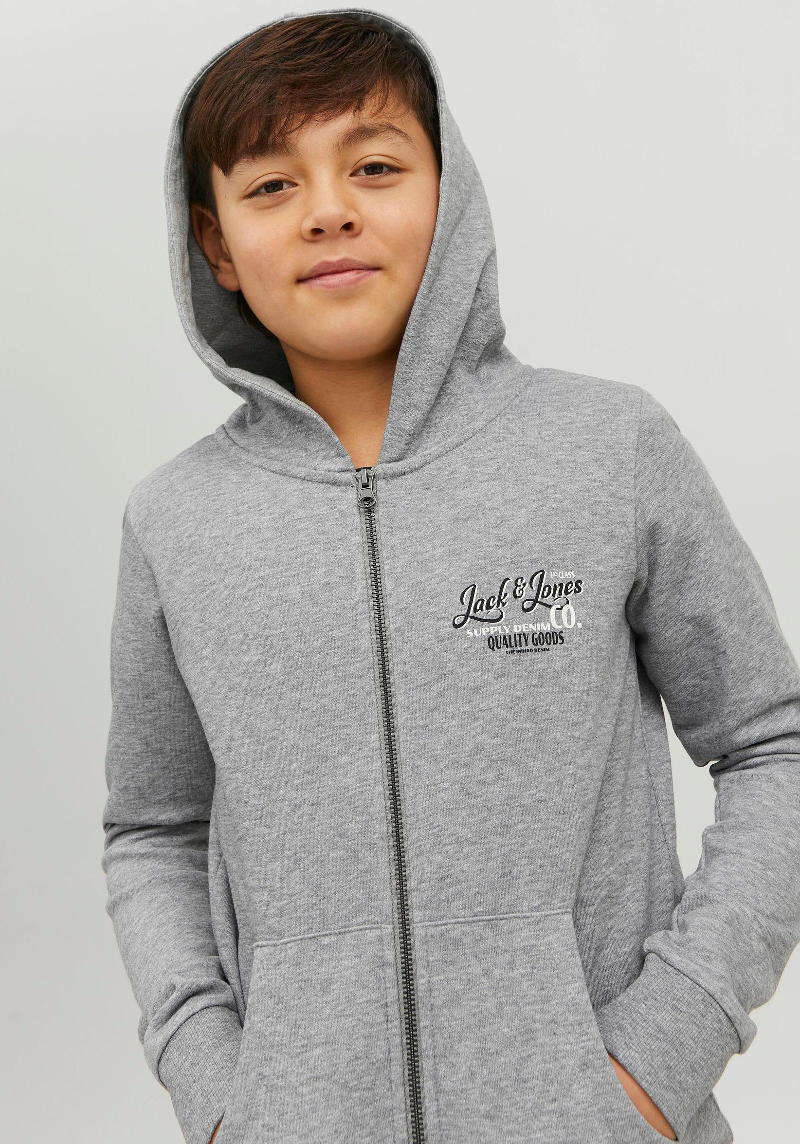 Jack & hellgrau Kapuzensweatshirt ZIP Jones SWEA JJANDY HOOD Junior T