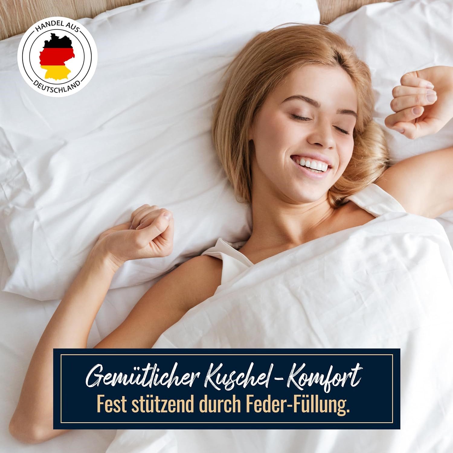 SPESSARTTRAUM Kopfkissen Kissen Kopfkissen Sofakissen Füllkissen Dekokissen Federn 40x40 50x50, Füllung: 100% Federn, Bezug: 100% Baumwolle